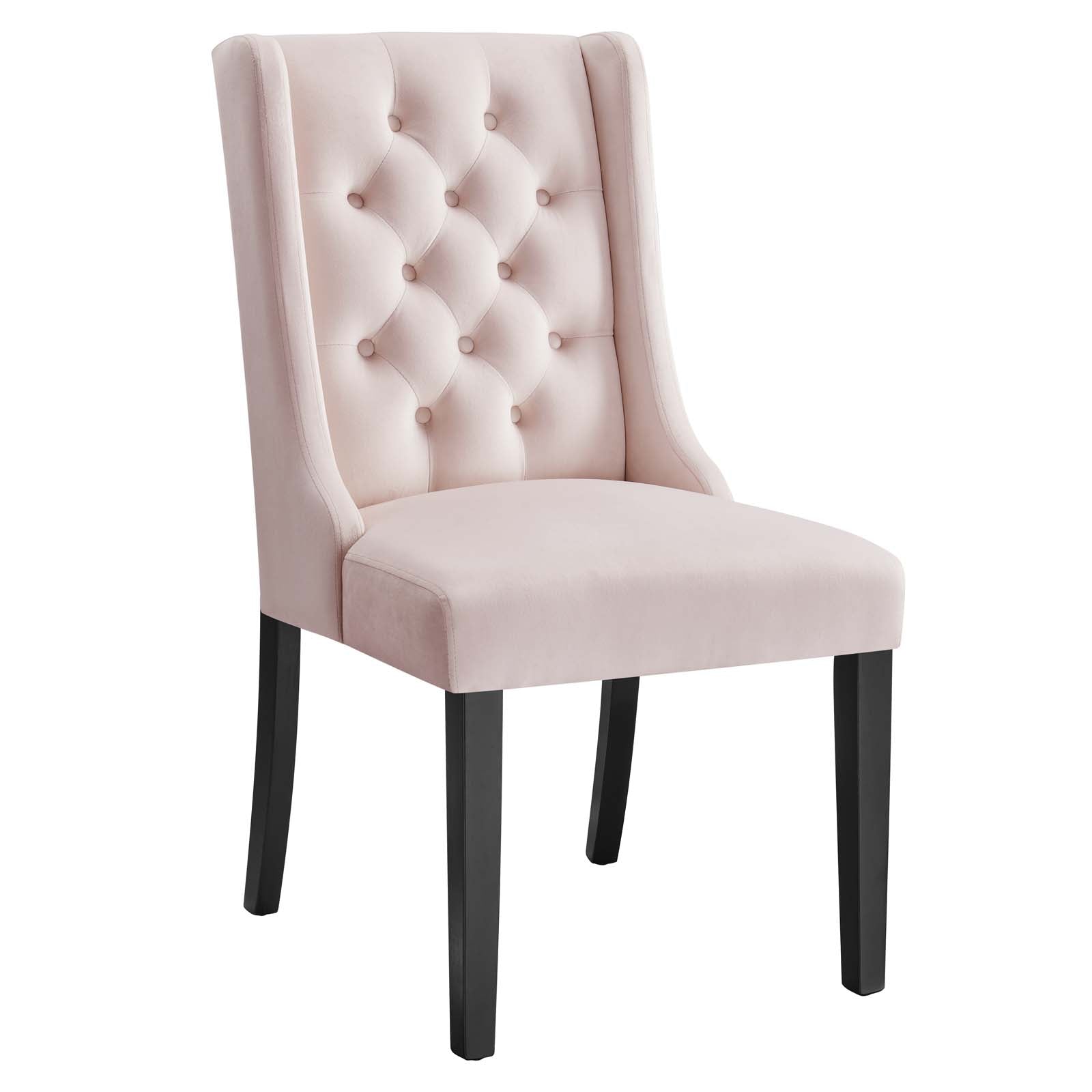 Modway Dining Chairs - Baronet Performance Velvet Dining Chairs - Set of 2 Pink