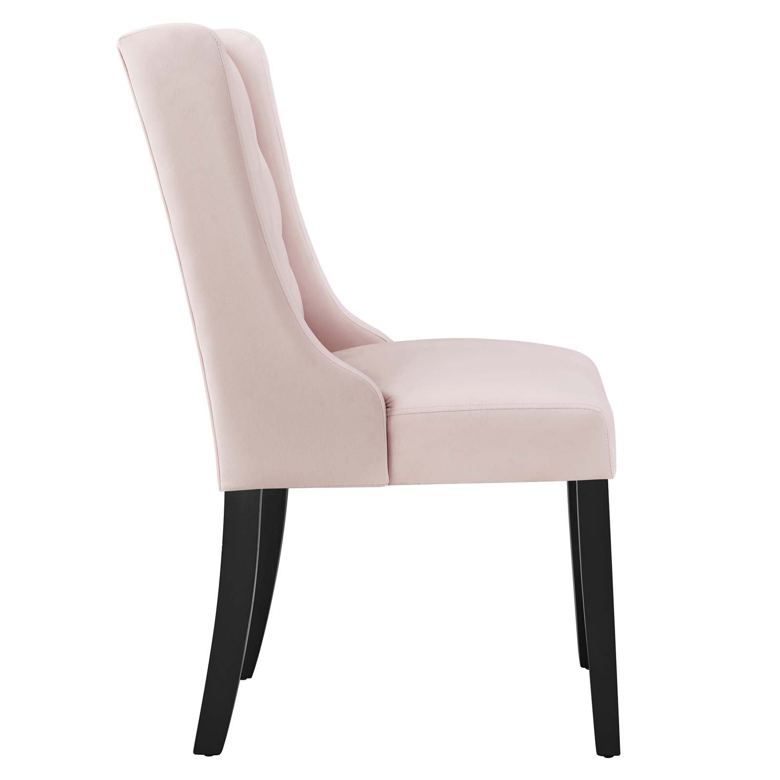 Modway Dining Chairs - Baronet Performance Velvet Dining Chairs - Set of 2 Pink