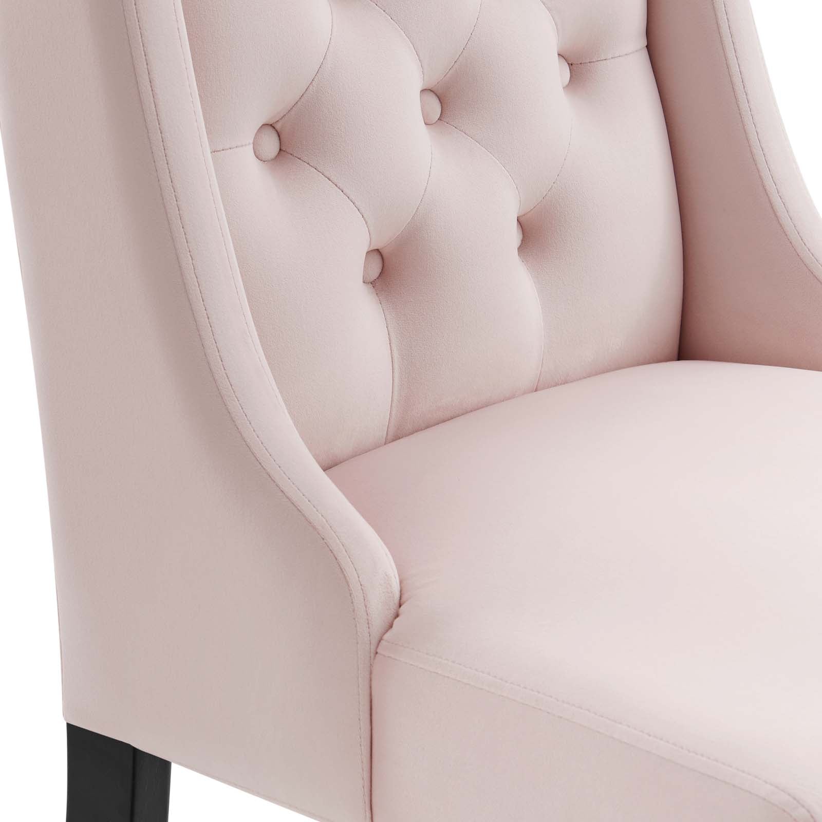 Modway Dining Chairs - Baronet Performance Velvet Dining Chairs - Set of 2 Pink