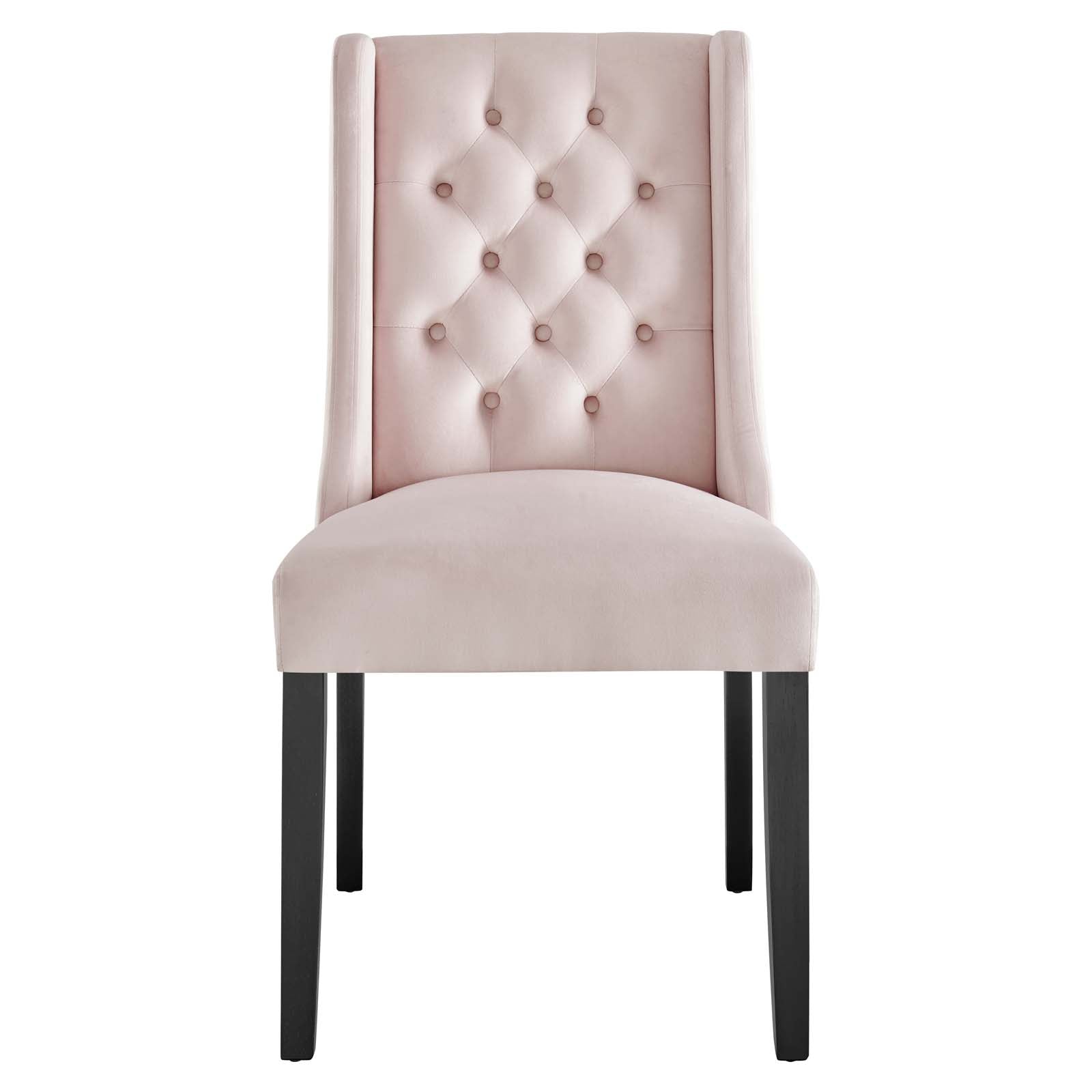 Modway Dining Chairs - Baronet Performance Velvet Dining Chairs - Set of 2 Pink