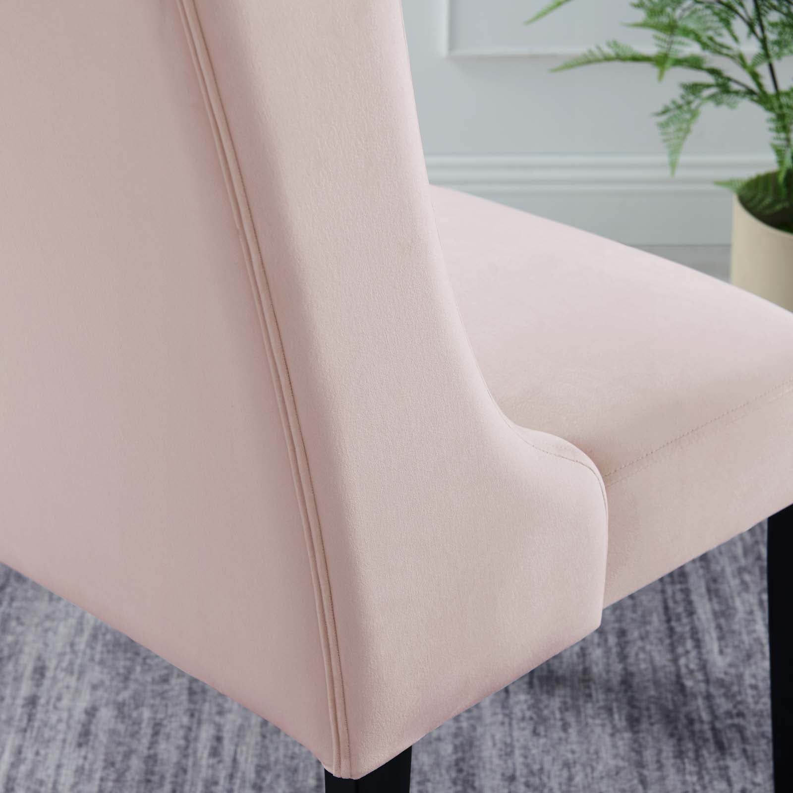 Modway Dining Chairs - Baronet Performance Velvet Dining Chairs - Set of 2 Pink