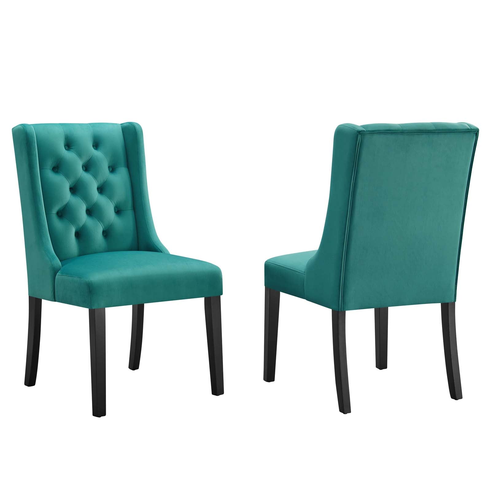 Modway Dining Chairs - Baronet Performance Velvet Dining Chairs - Set of 2 Teal
