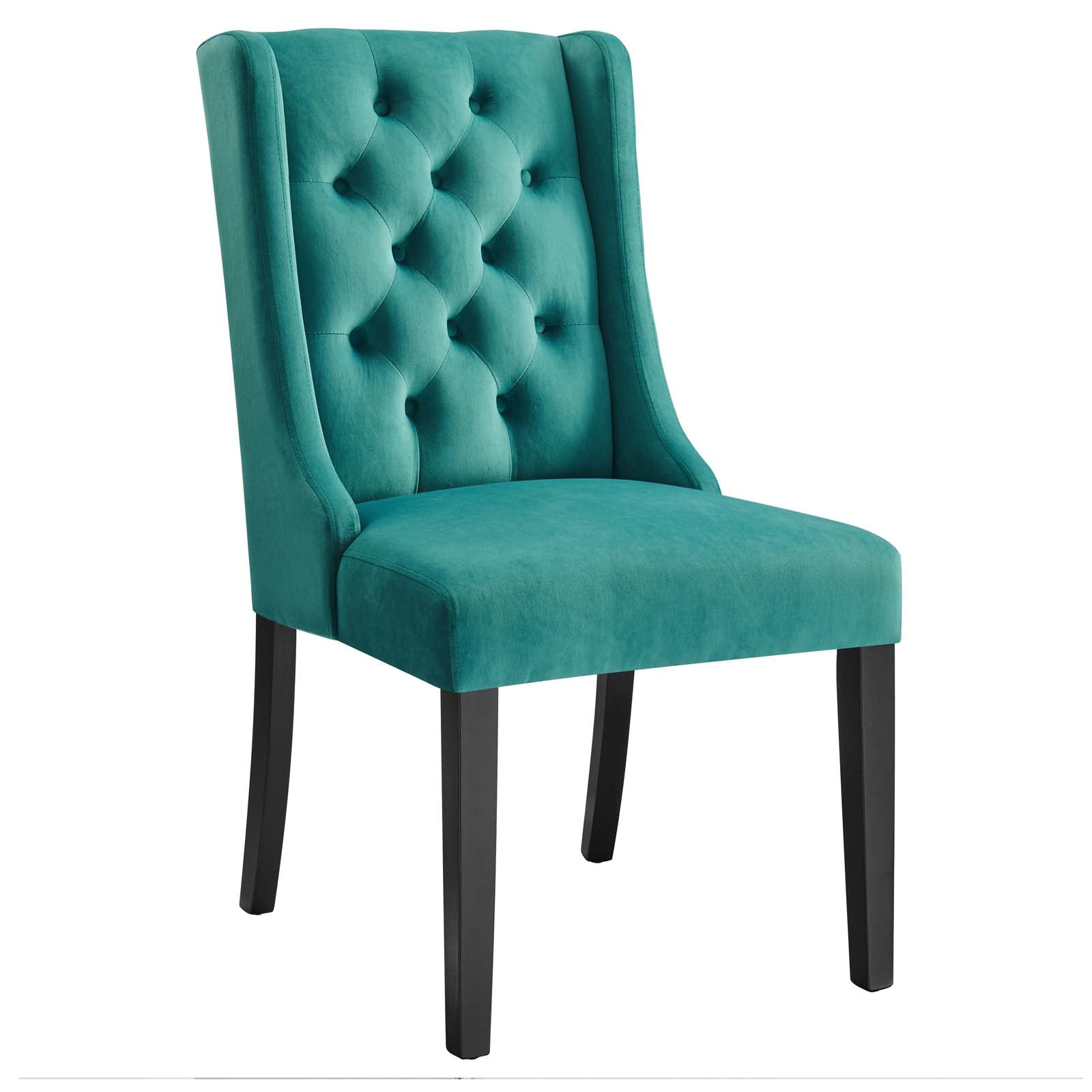Modway Dining Chairs - Baronet Performance Velvet Dining Chairs - Set of 2 Teal