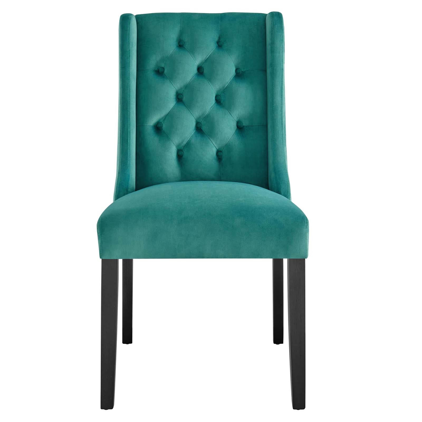 Modway Dining Chairs - Baronet Performance Velvet Dining Chairs - Set of 2 Teal