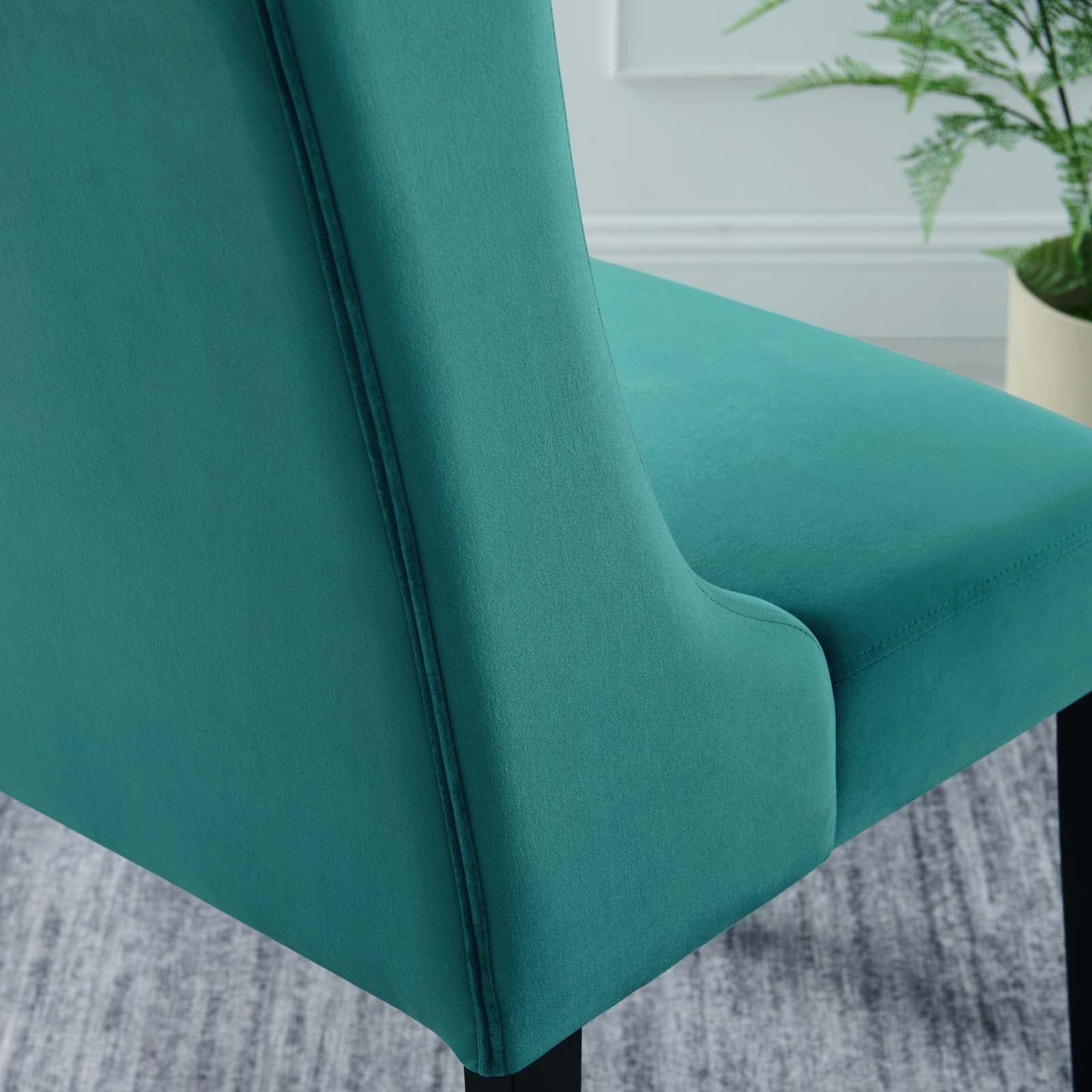 Modway Dining Chairs - Baronet Performance Velvet Dining Chairs - Set of 2 Teal