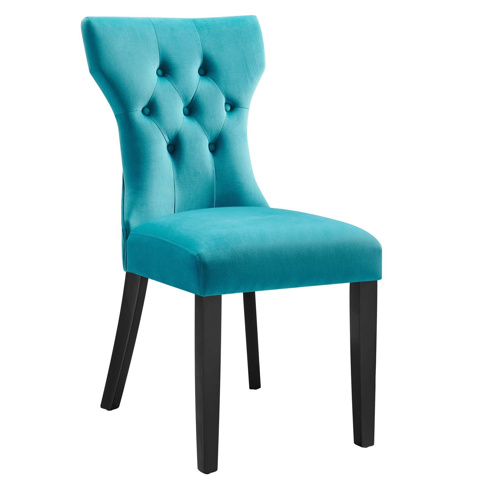 Modway Dining Chairs - Silhouette Performance Velvet Dining Chairs - Set of 2 Blue