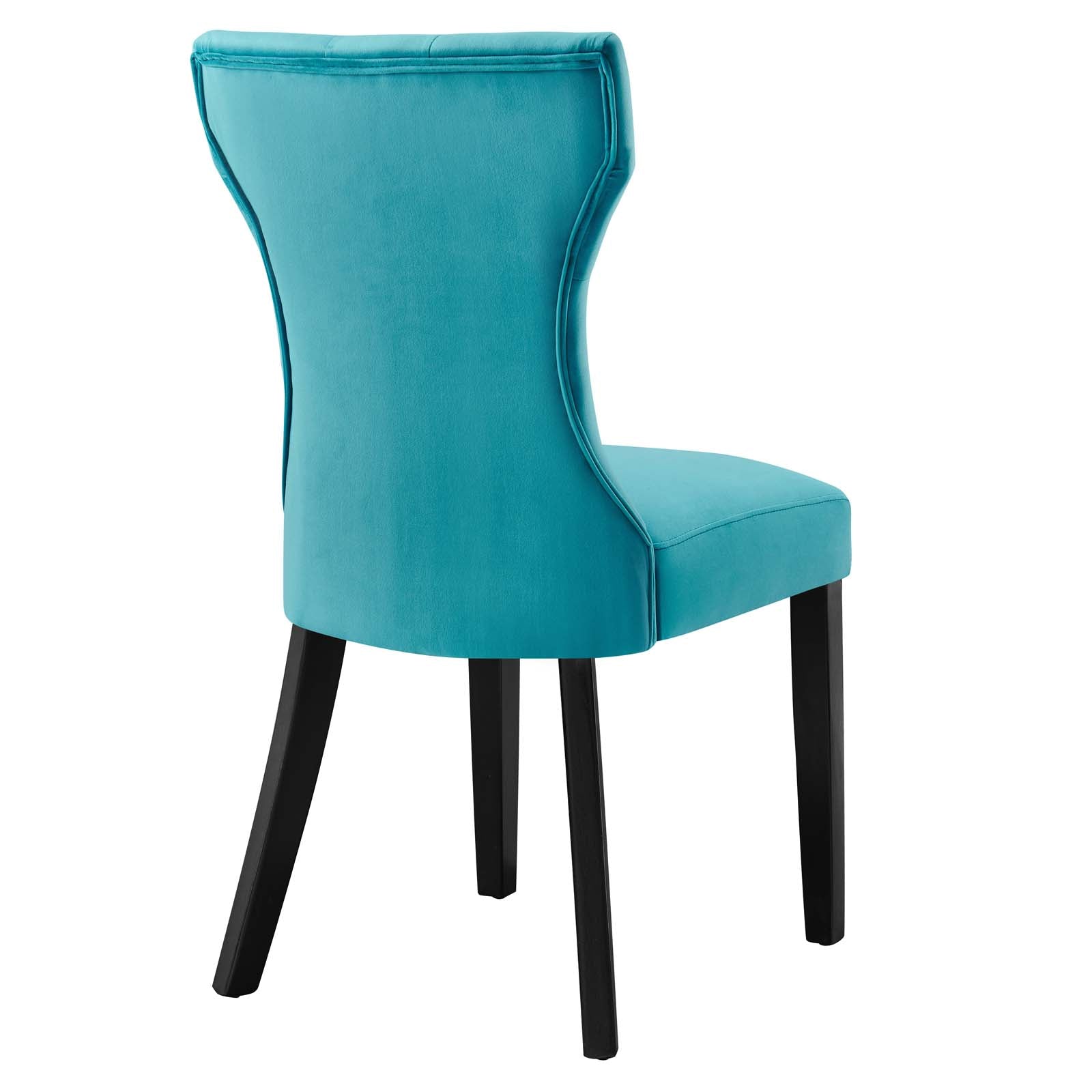 Modway Dining Chairs - Silhouette Performance Velvet Dining Chairs - Set of 2 Blue