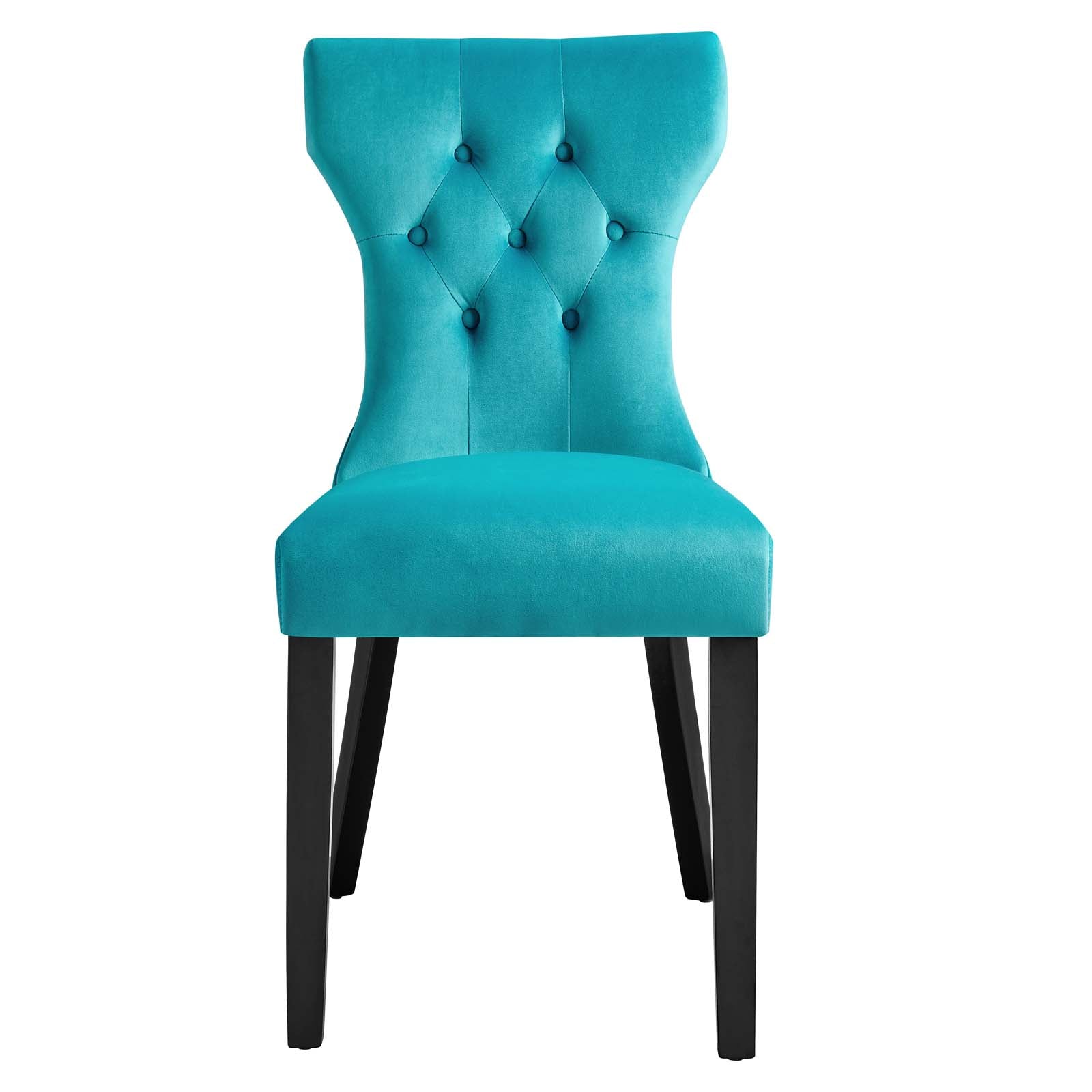 Modway Dining Chairs - Silhouette Performance Velvet Dining Chairs - Set of 2 Blue