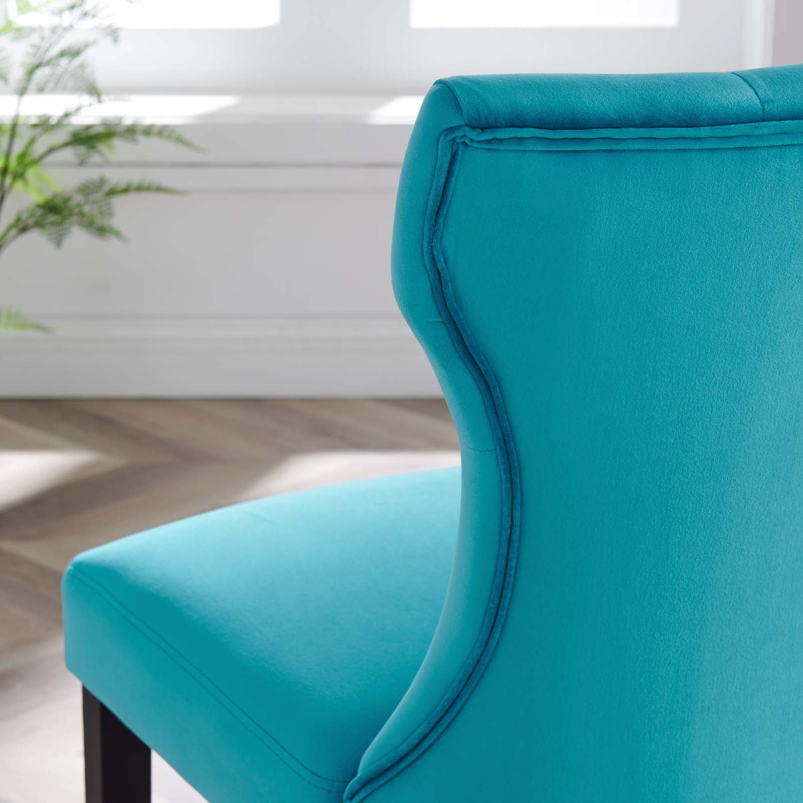 Modway Dining Chairs - Silhouette Performance Velvet Dining Chairs - Set of 2 Blue