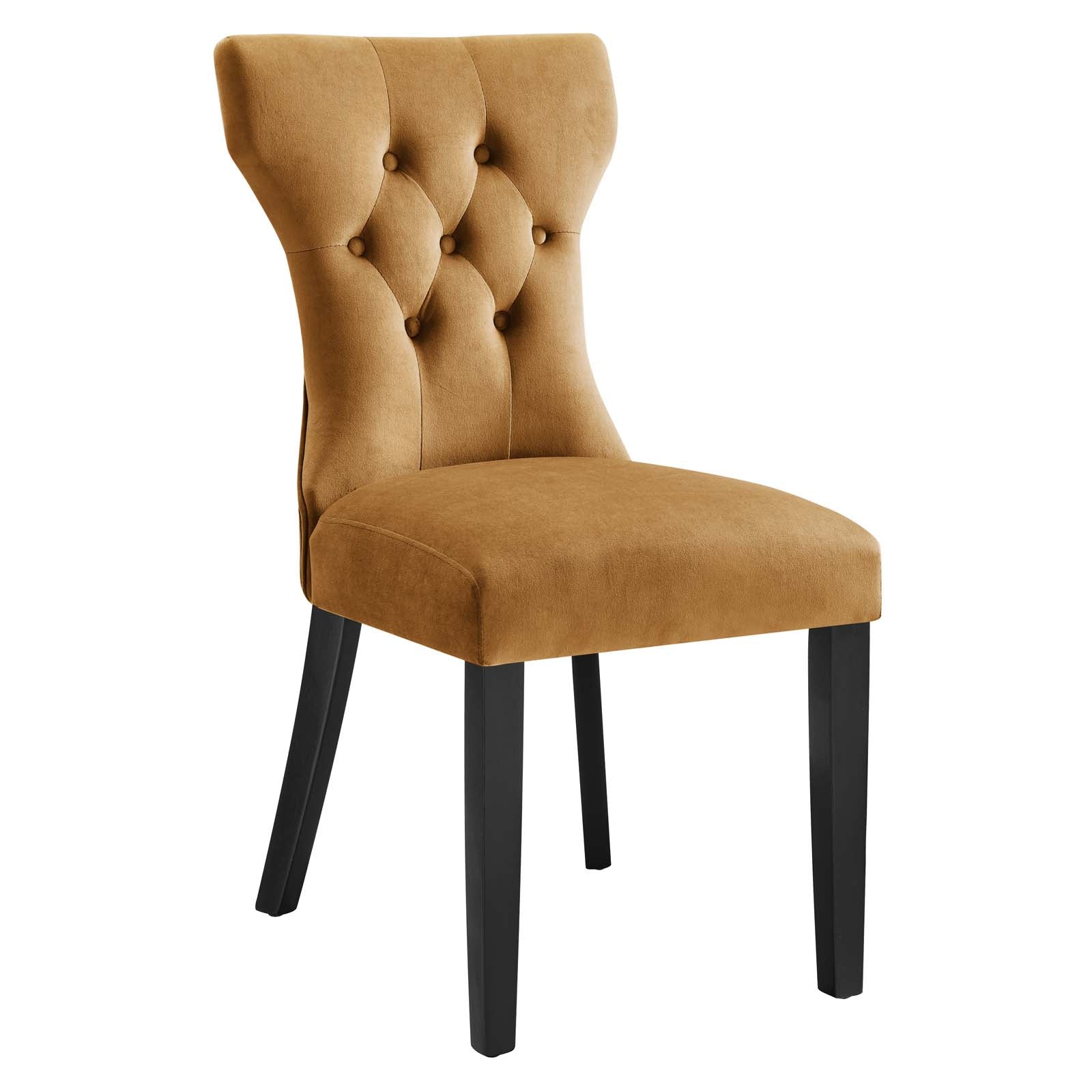 Modway Dining Chairs - Silhouette Performance Velvet Dining Chairs - Set of 2 Cognac