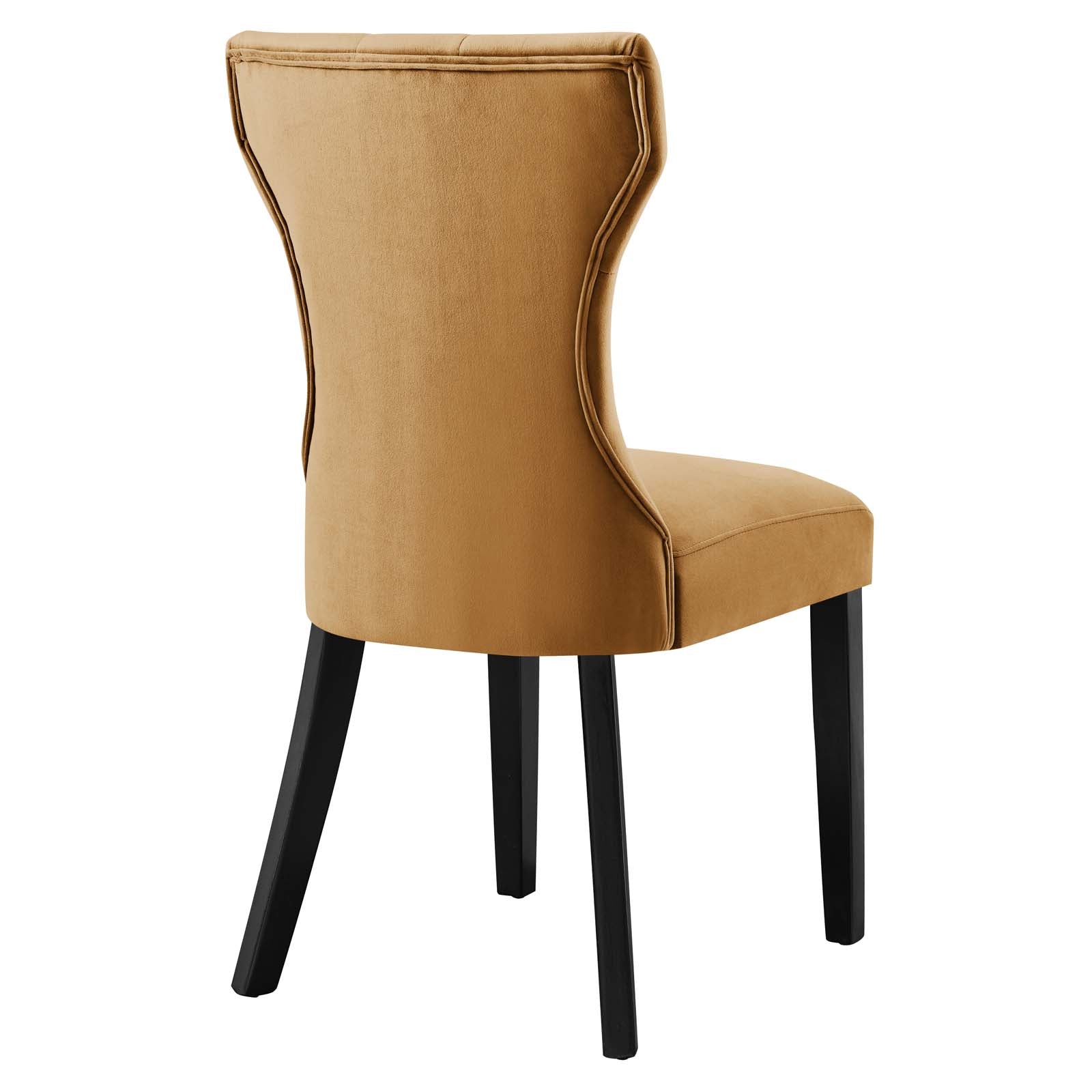 Modway Dining Chairs - Silhouette Performance Velvet Dining Chairs - Set of 2 Cognac