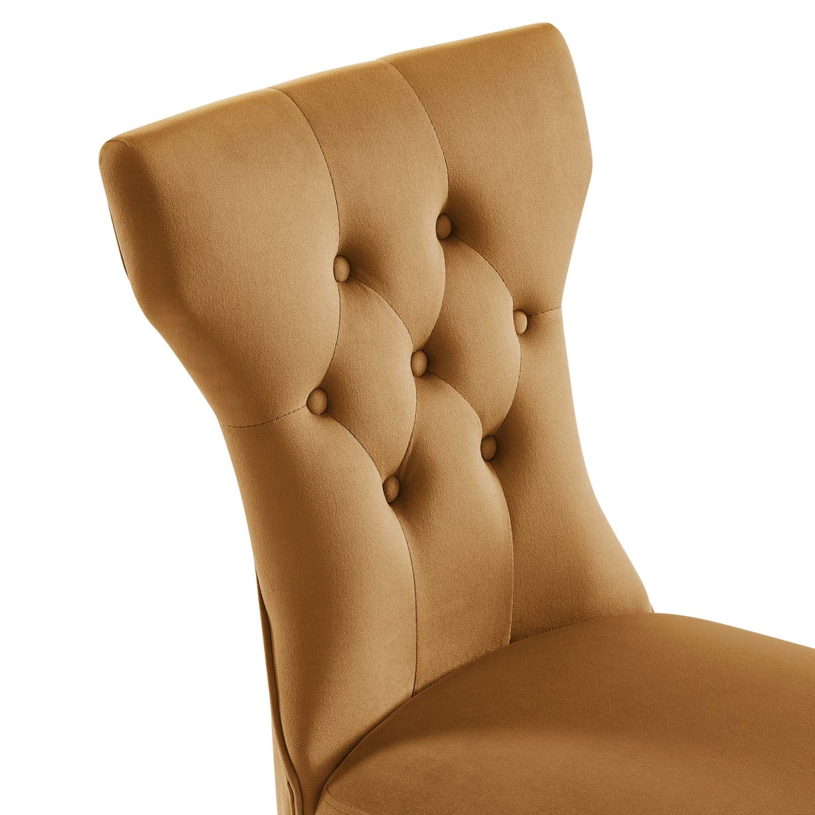 Modway Dining Chairs - Silhouette Performance Velvet Dining Chairs - Set of 2 Cognac