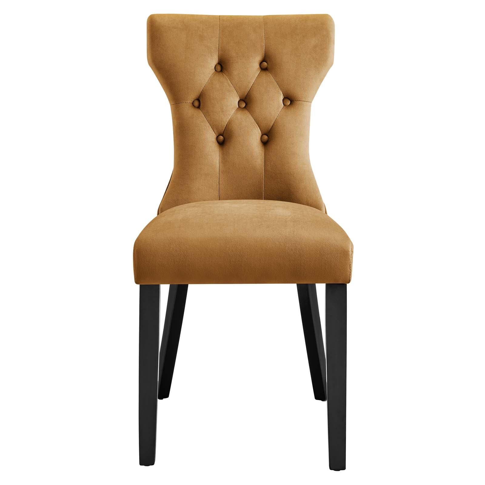 Modway Dining Chairs - Silhouette Performance Velvet Dining Chairs - Set of 2 Cognac