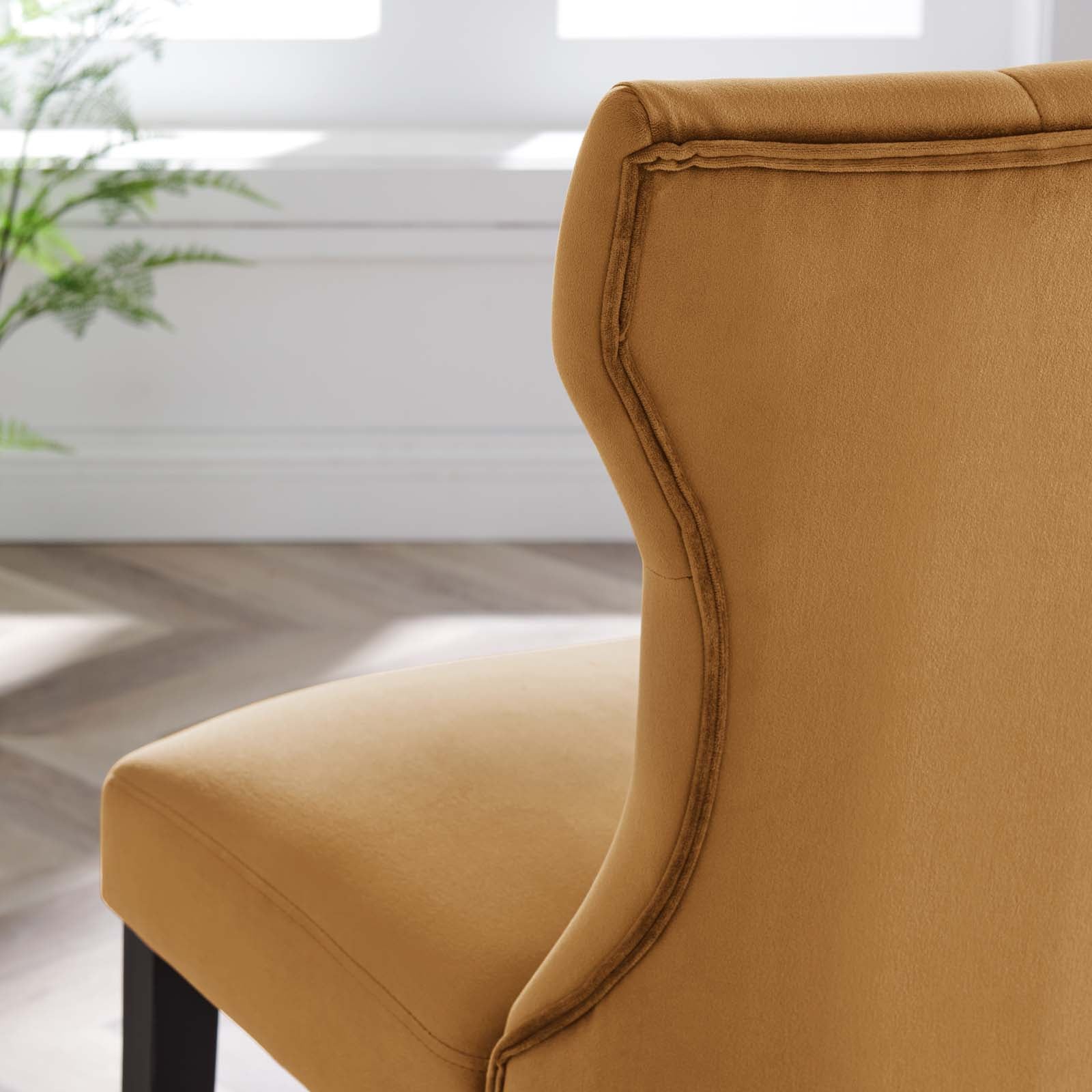 Modway Dining Chairs - Silhouette Performance Velvet Dining Chairs - Set of 2 Cognac