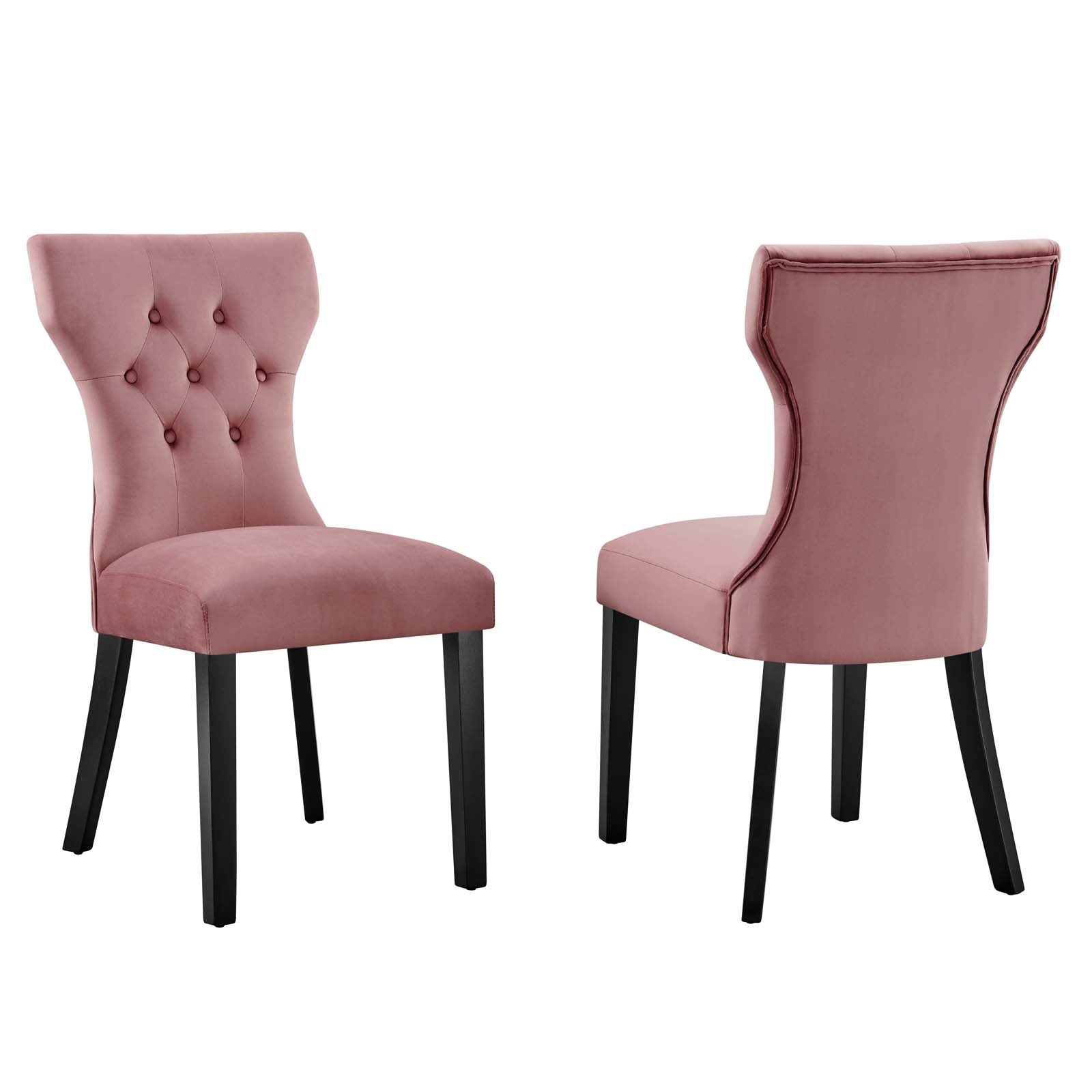 Modway Dining Chairs - Silhouette Performance Velvet Dining Chairs - Set of 2 Dusty Rose