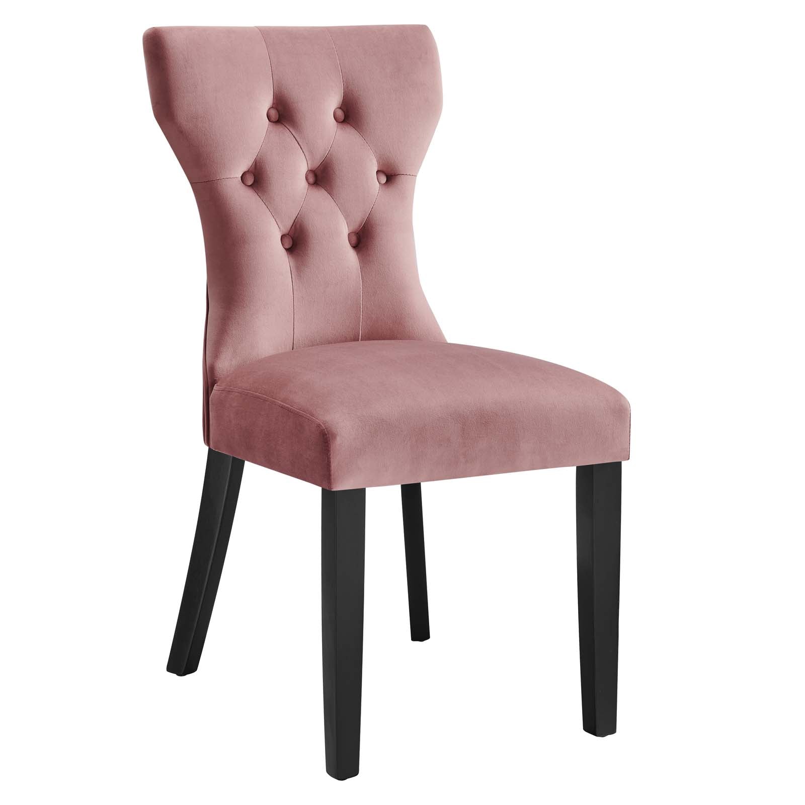 Modway Dining Chairs - Silhouette Performance Velvet Dining Chairs - Set of 2 Dusty Rose