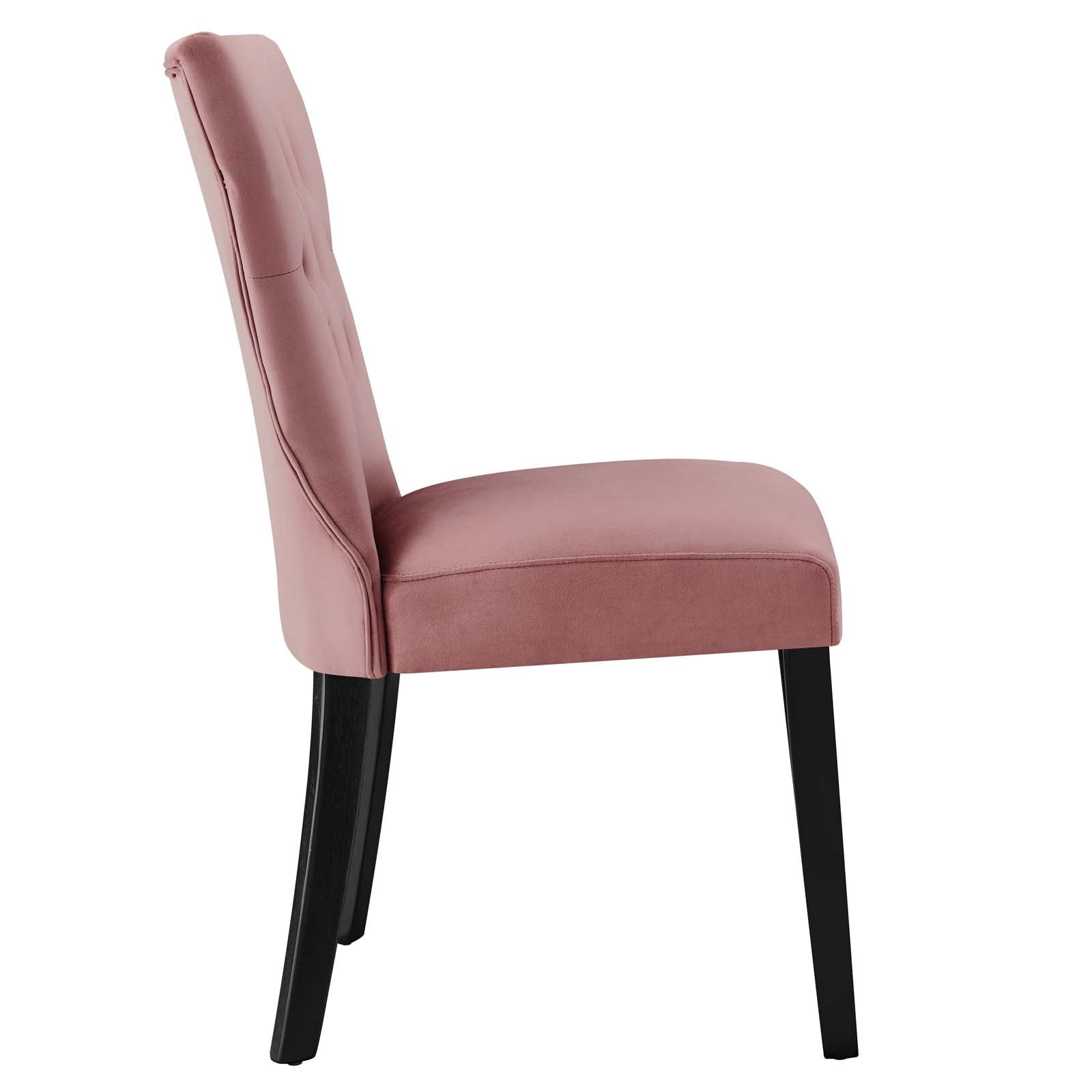 Modway Dining Chairs - Silhouette Performance Velvet Dining Chairs - Set of 2 Dusty Rose