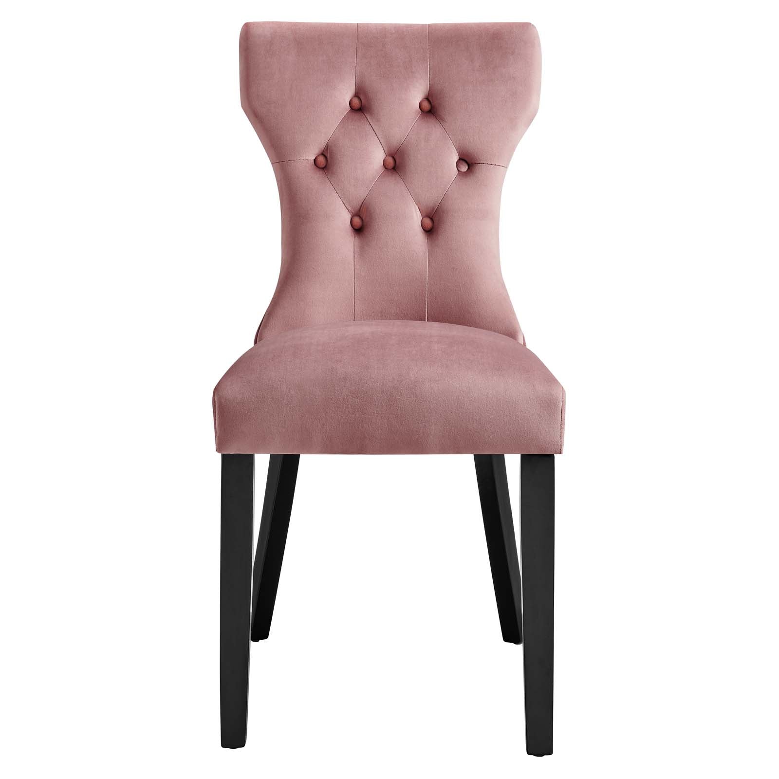 Modway Dining Chairs - Silhouette Performance Velvet Dining Chairs - Set of 2 Dusty Rose