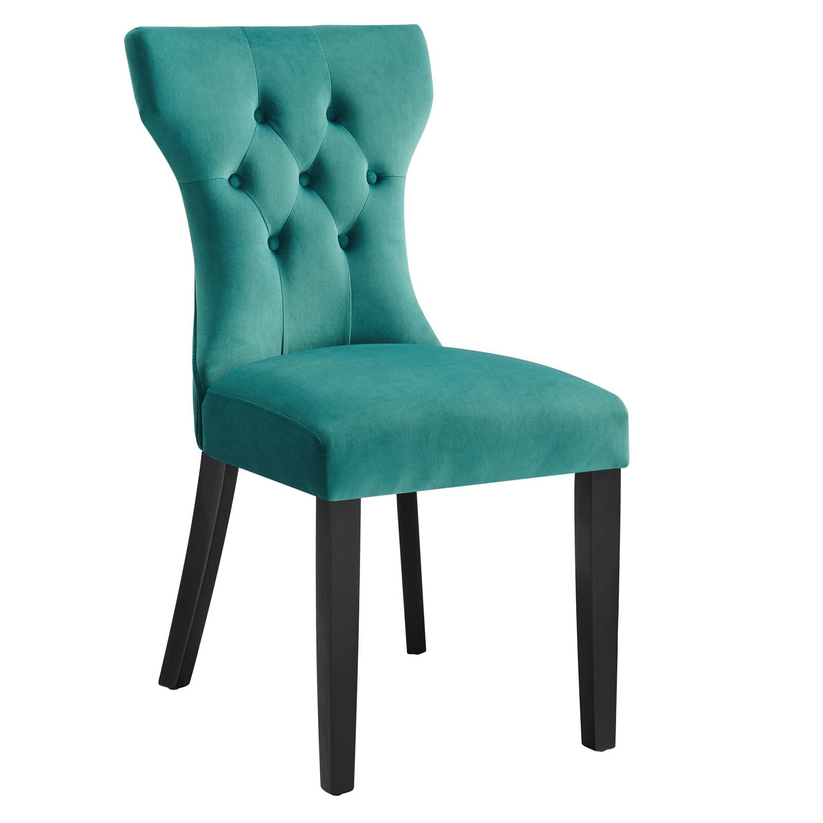 Modway Dining Chairs - Silhouette Performance Velvet Dining Chairs - Set of 2 Teal