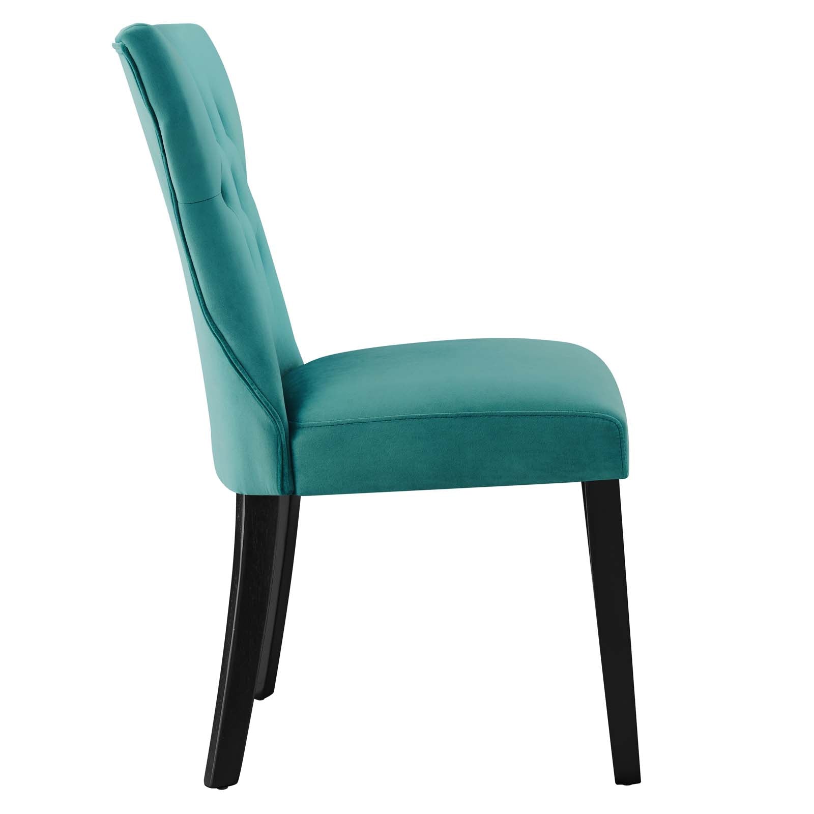 Modway Dining Chairs - Silhouette Performance Velvet Dining Chairs - Set of 2 Teal