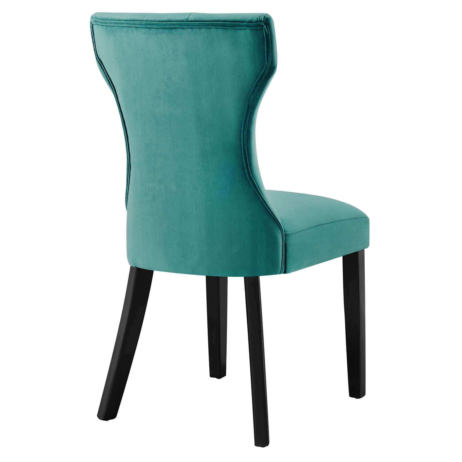 Modway Dining Chairs - Silhouette Performance Velvet Dining Chairs - Set of 2 Teal