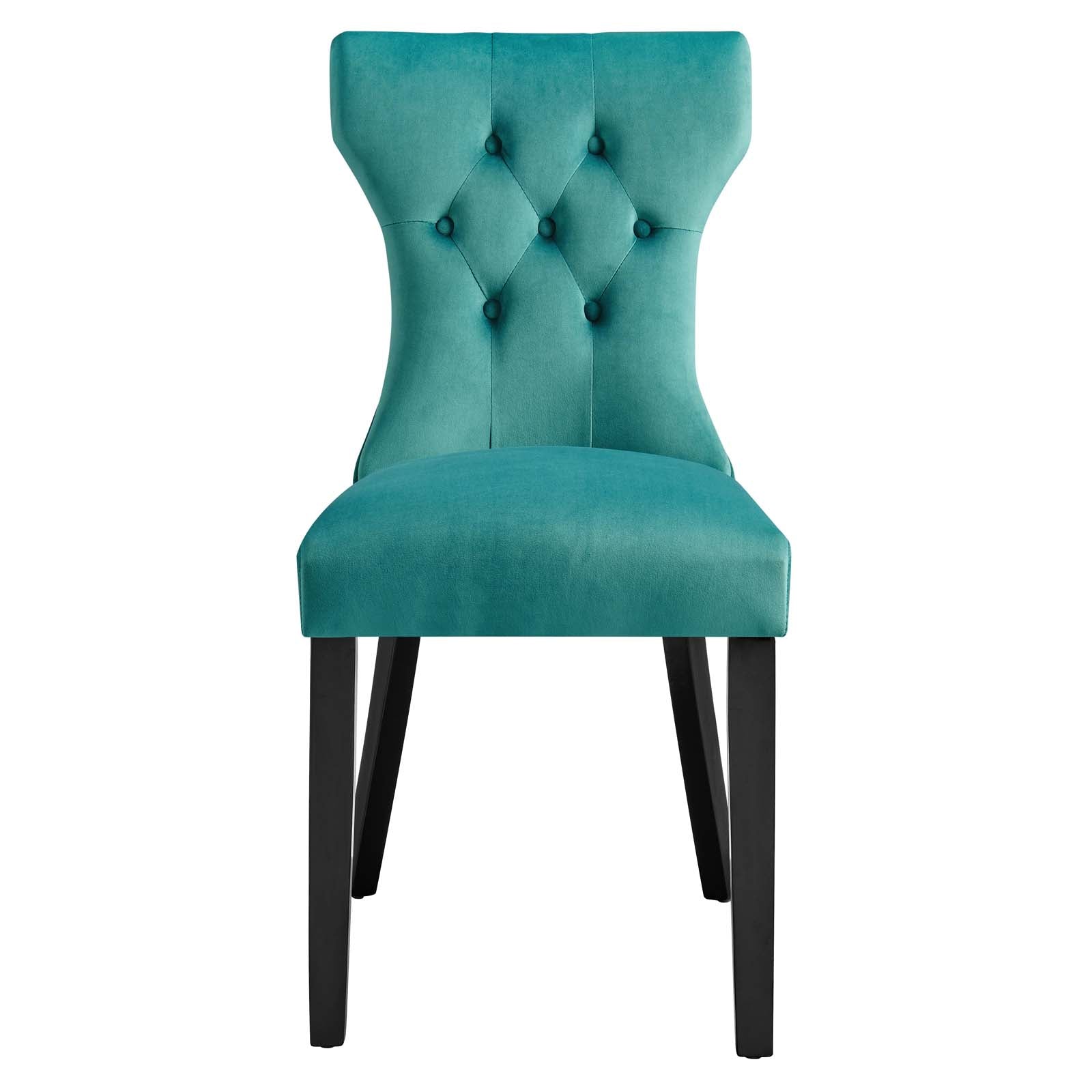 Modway Dining Chairs - Silhouette Performance Velvet Dining Chairs - Set of 2 Teal