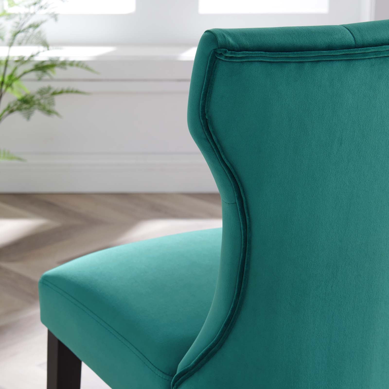Modway Dining Chairs - Silhouette Performance Velvet Dining Chairs - Set of 2 Teal