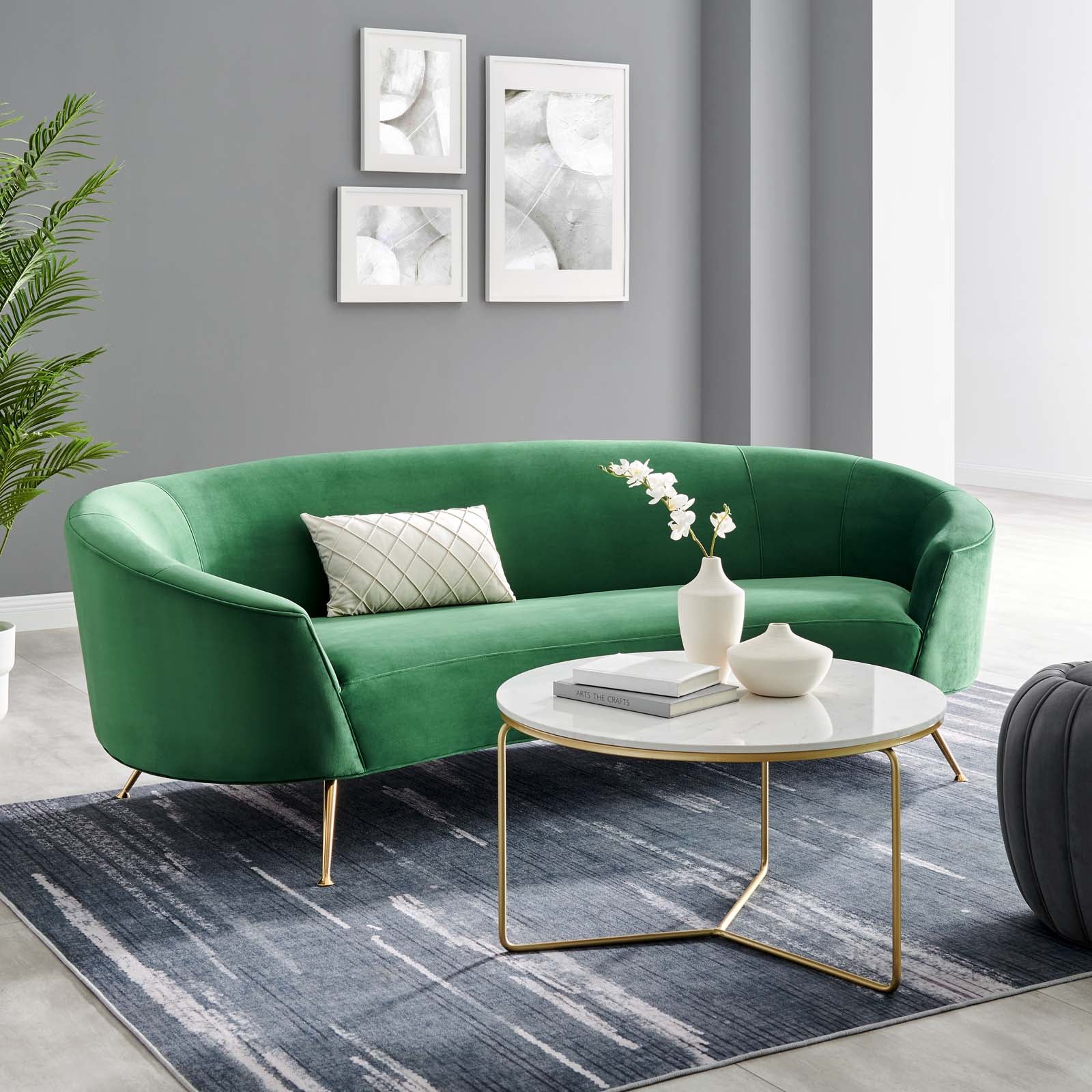 Modway Sofas & Couches - Marchesa Upholstered Performance Velvet Sofa Emerald