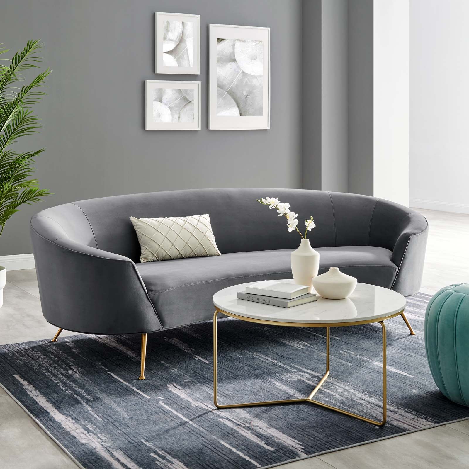Modway Sofas & Couches - Marchesa Upholstered Performance Velvet Sofa Gray