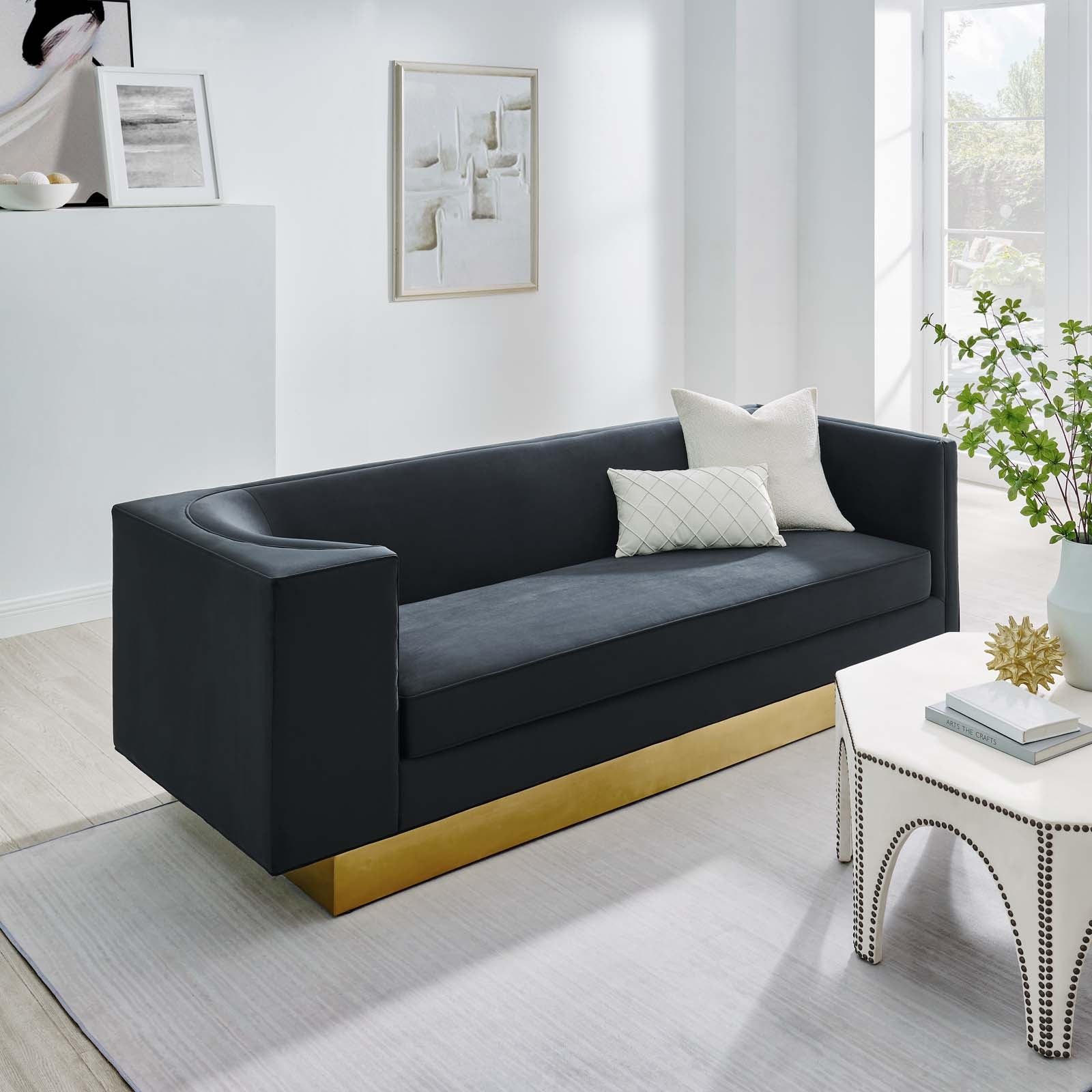 Modway Sofas & Couches - Eminence Upholstered Performance Velvet Sofa Black