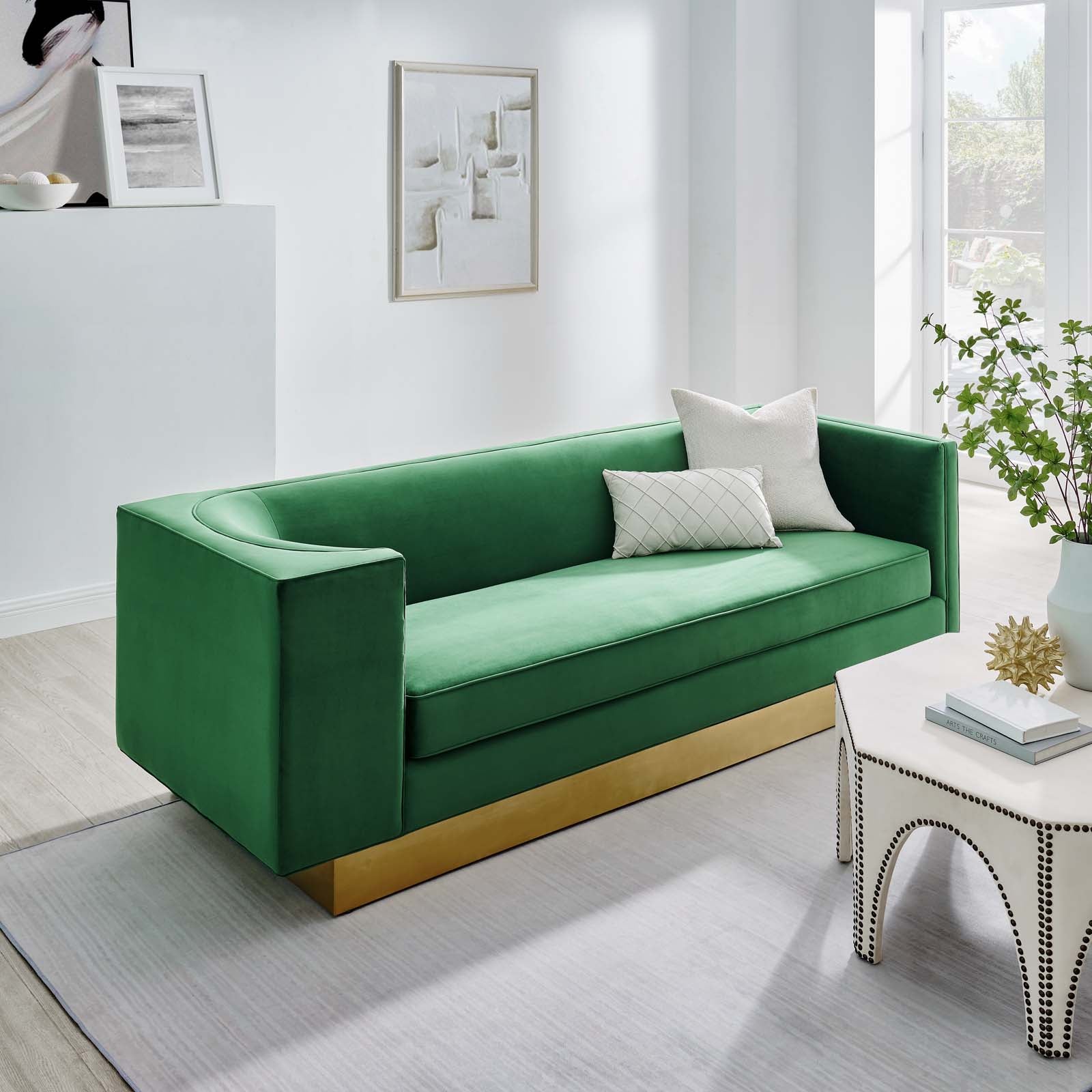 Modway Sofas & Couches - Eminence Upholstered Performance Velvet Sofa Emerald
