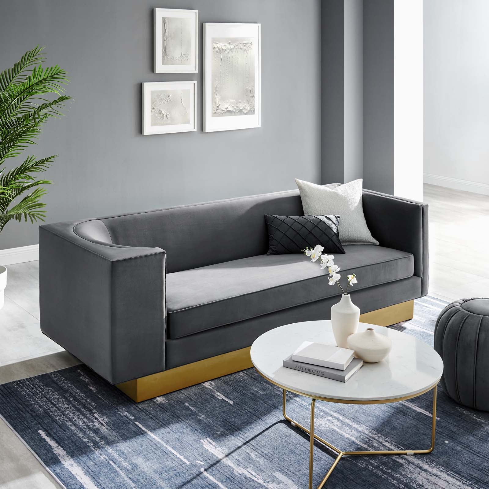 Modway Sofas & Couches - Eminence Upholstered Performance Velvet Sofa Gray