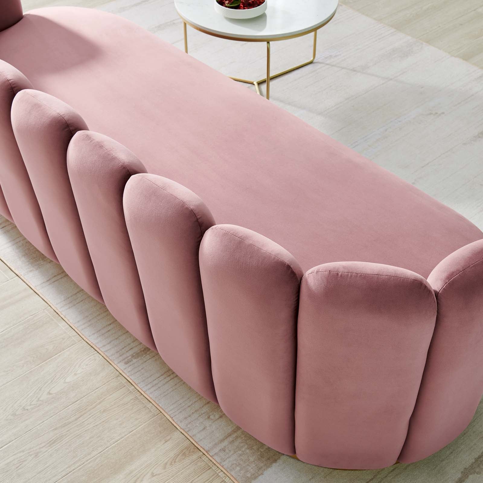 Modway Sofas & Couches - Victoria Channel Tufted Performance Velvet Sofa Dusty Rose