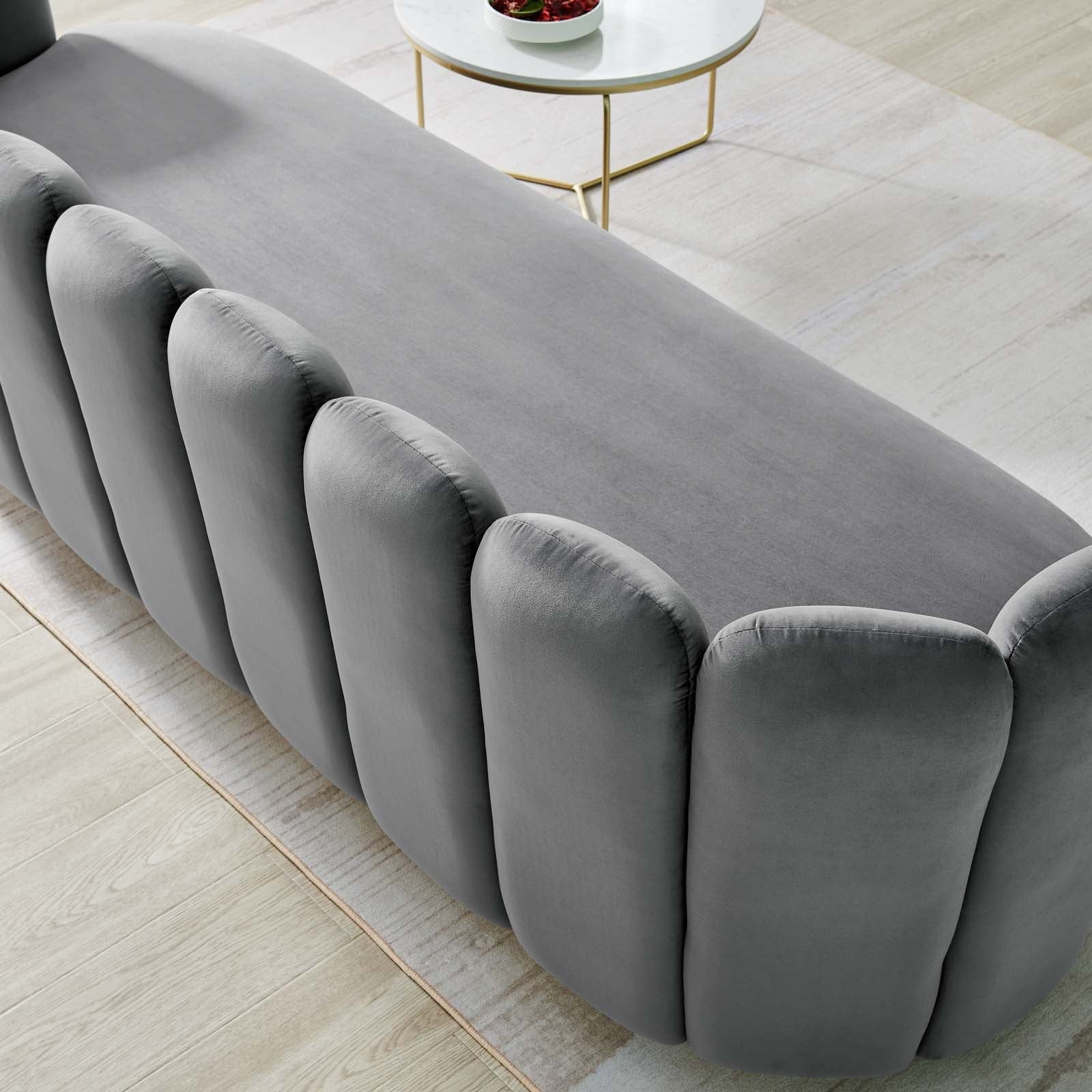 Modway Sofas & Couches - Victoria Channel Tufted Performance Velvet Sofa Gray