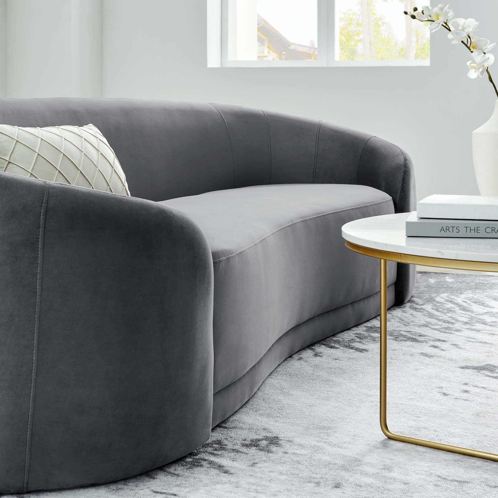Modway Sofas & Couches - Contessa Performance Velvet Sofa Gray