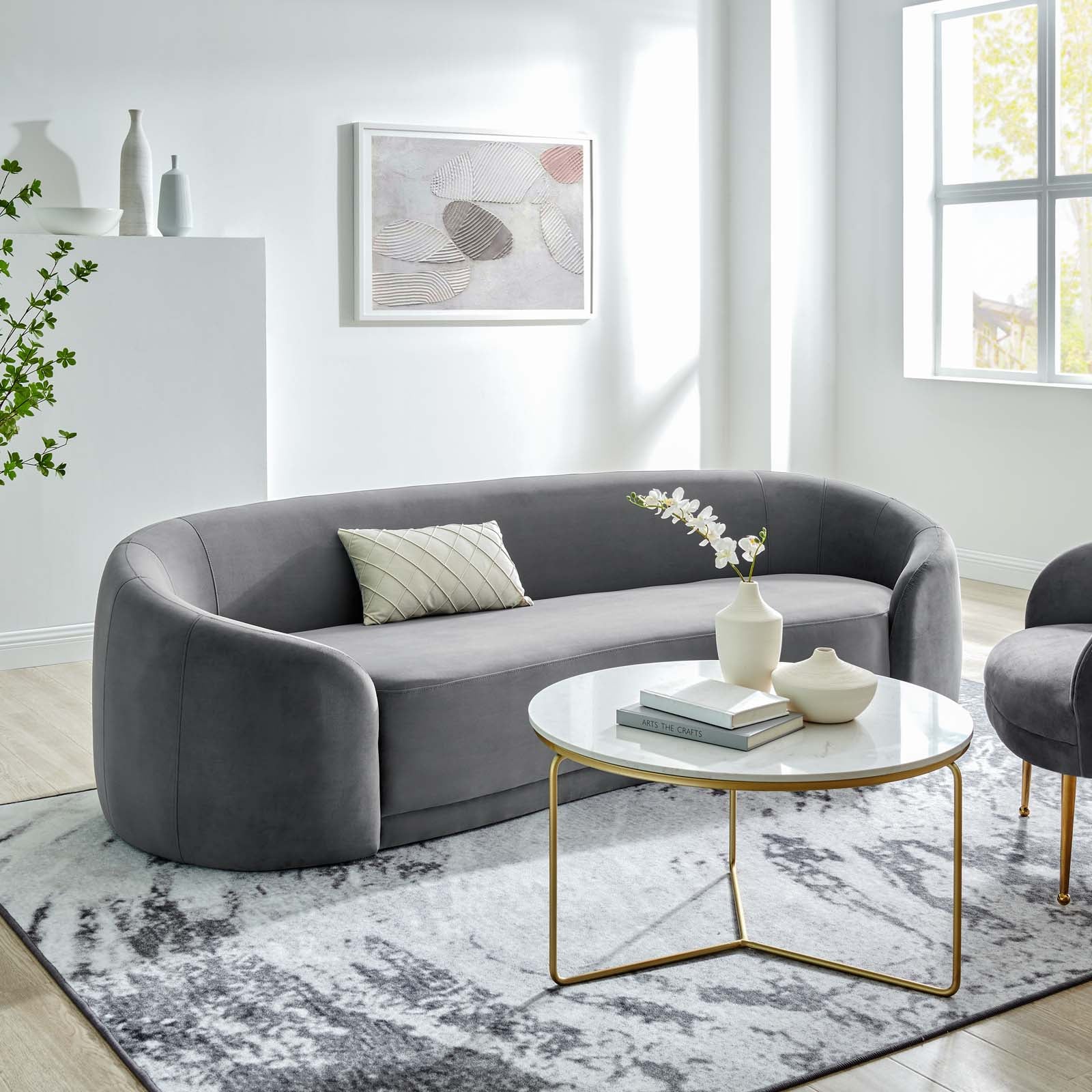 Modway Sofas & Couches - Contessa Performance Velvet Sofa Gray