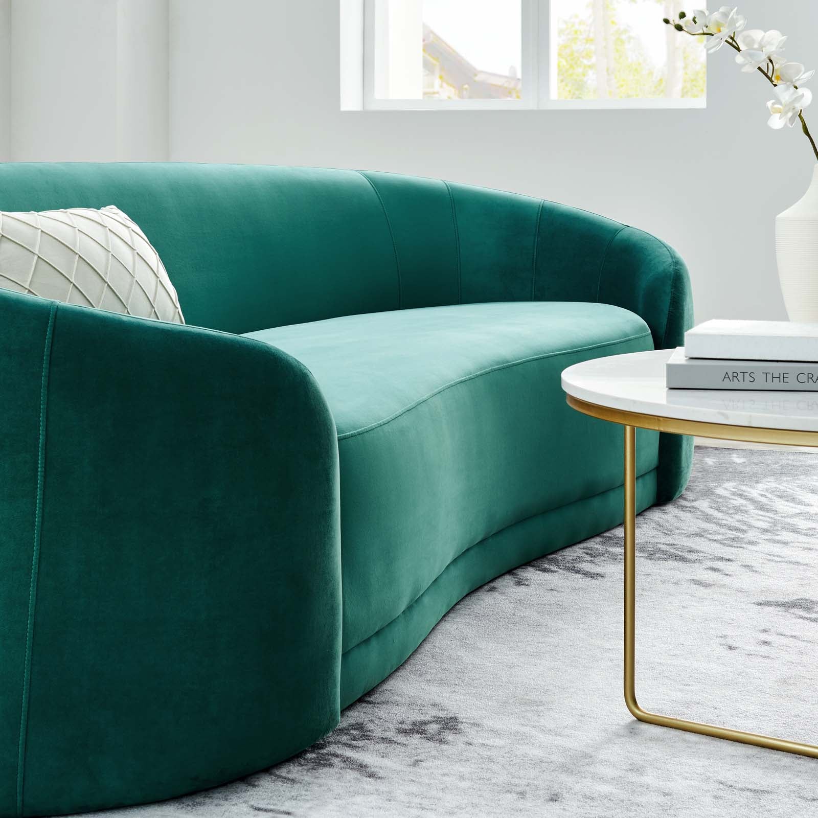Modway Sofas & Couches - Contessa Performance Velvet Sofa Teal
