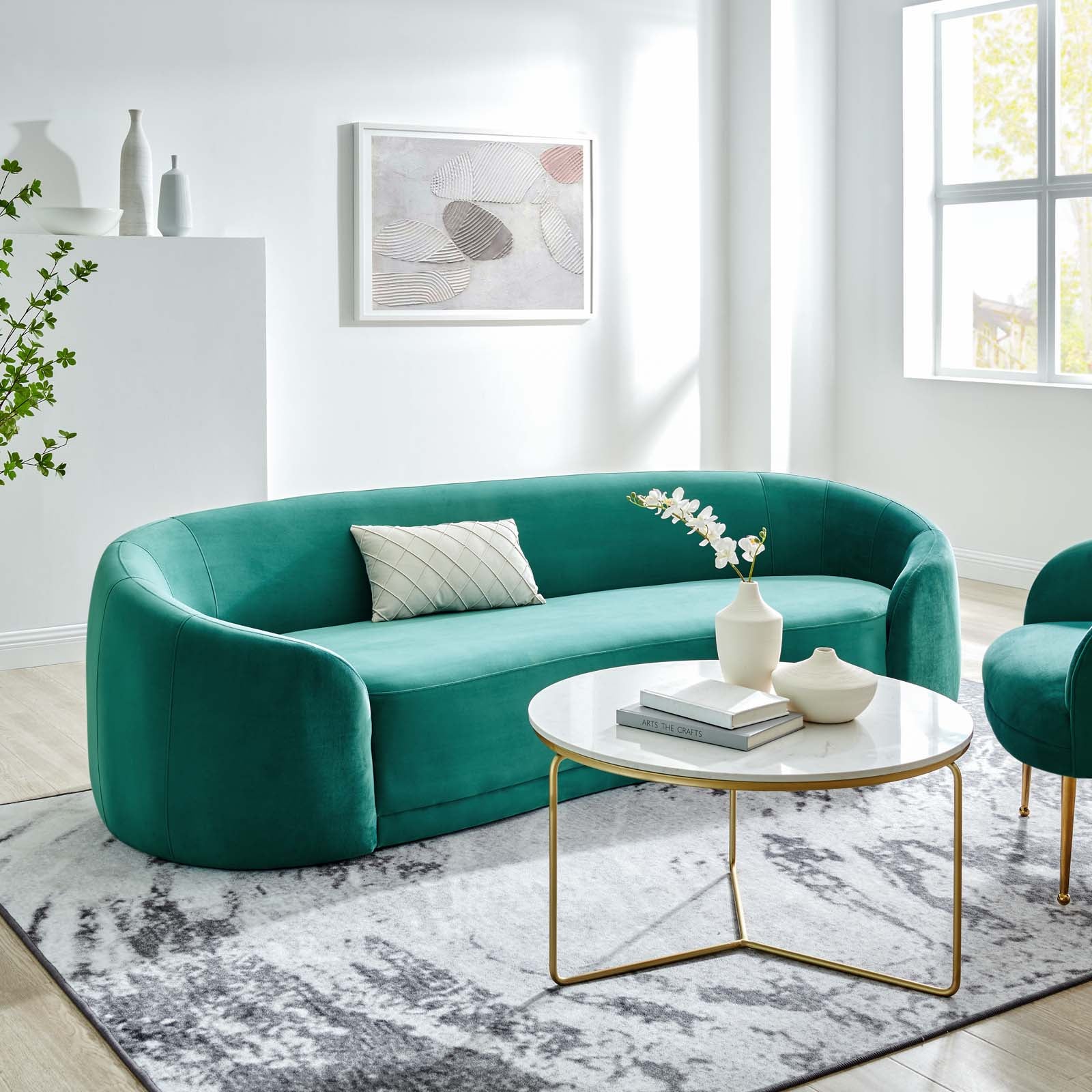 Modway Sofas & Couches - Contessa Performance Velvet Sofa Teal