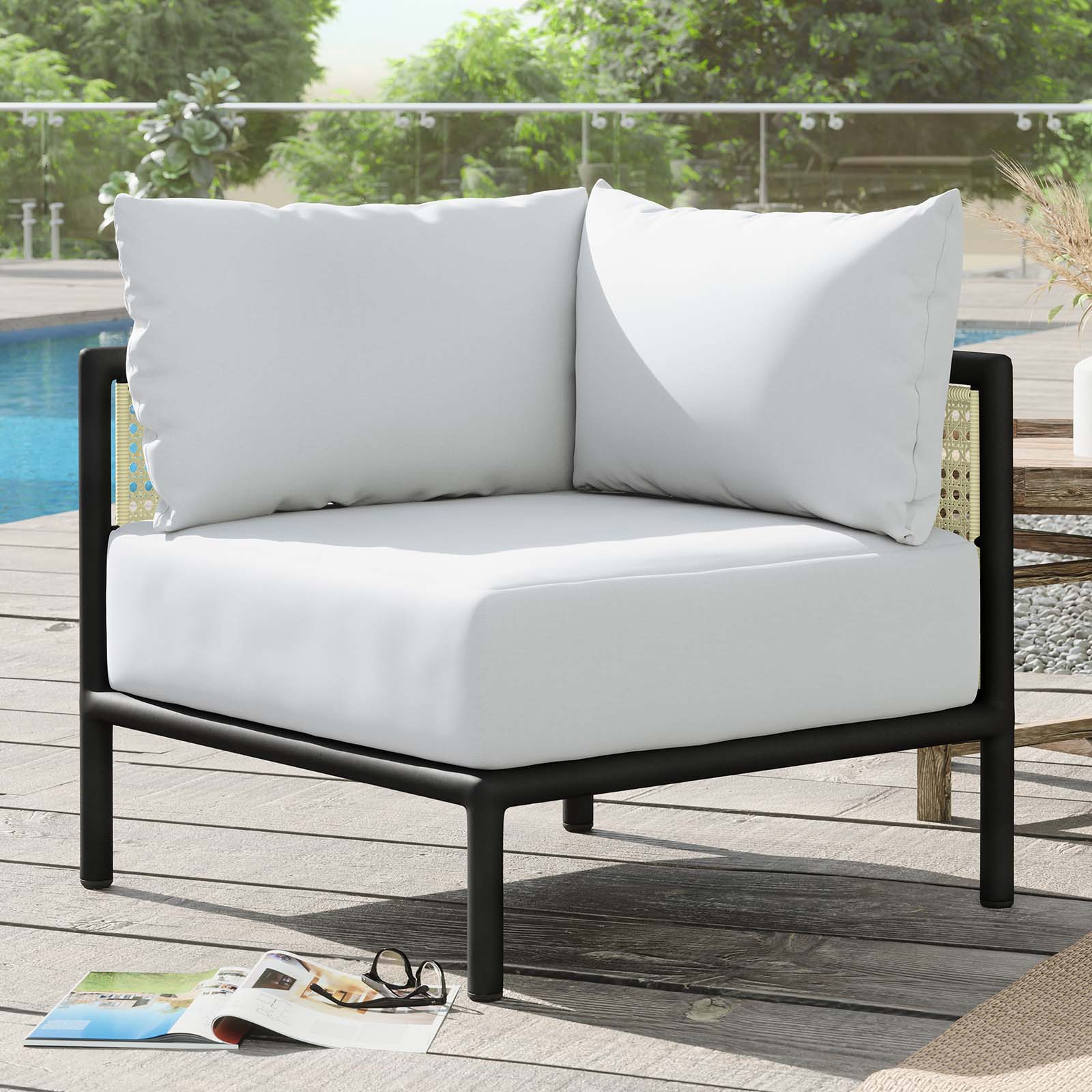 Modway Outdoor Chairs - Hanalei Outdoor Patio Corner Chair Ivory White
