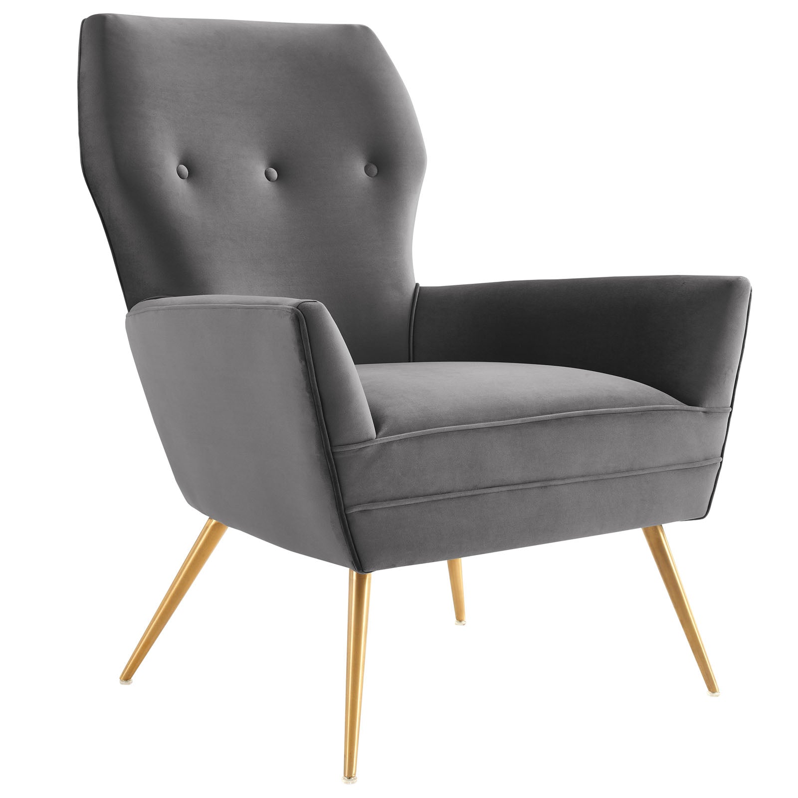 Modway Accent Chairs - Renata-Button-Tufted-Performance-Velvet-Armchair-Gray