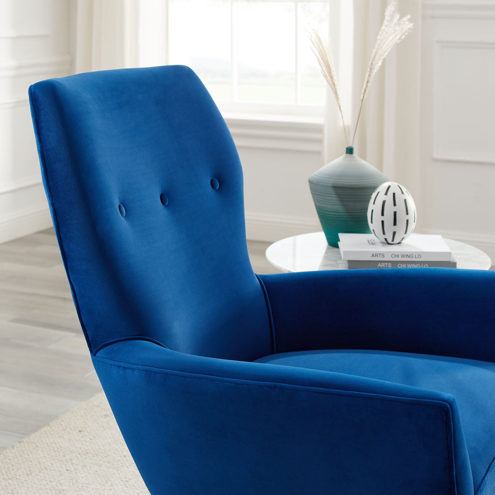 Modway Accent Chairs - Renata-Button-Tufted-Performance-Velvet-Armchair-Navy