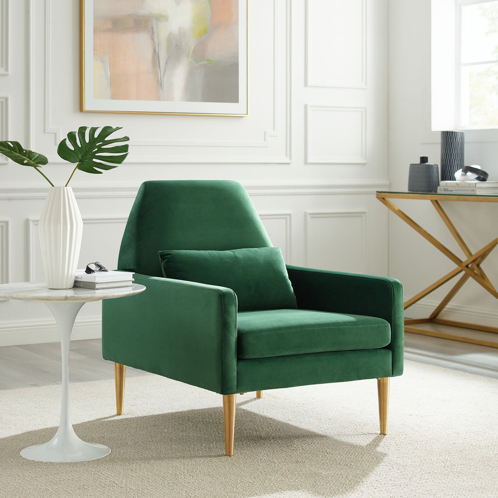 Modway Accent Chairs - Liliana-Performance-Velvet-Armchair-Emerald