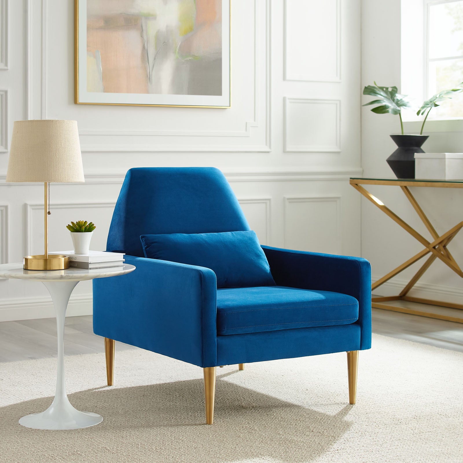 Modway Accent Chairs - Liliana-Performance-Velvet-Armchair-Navy