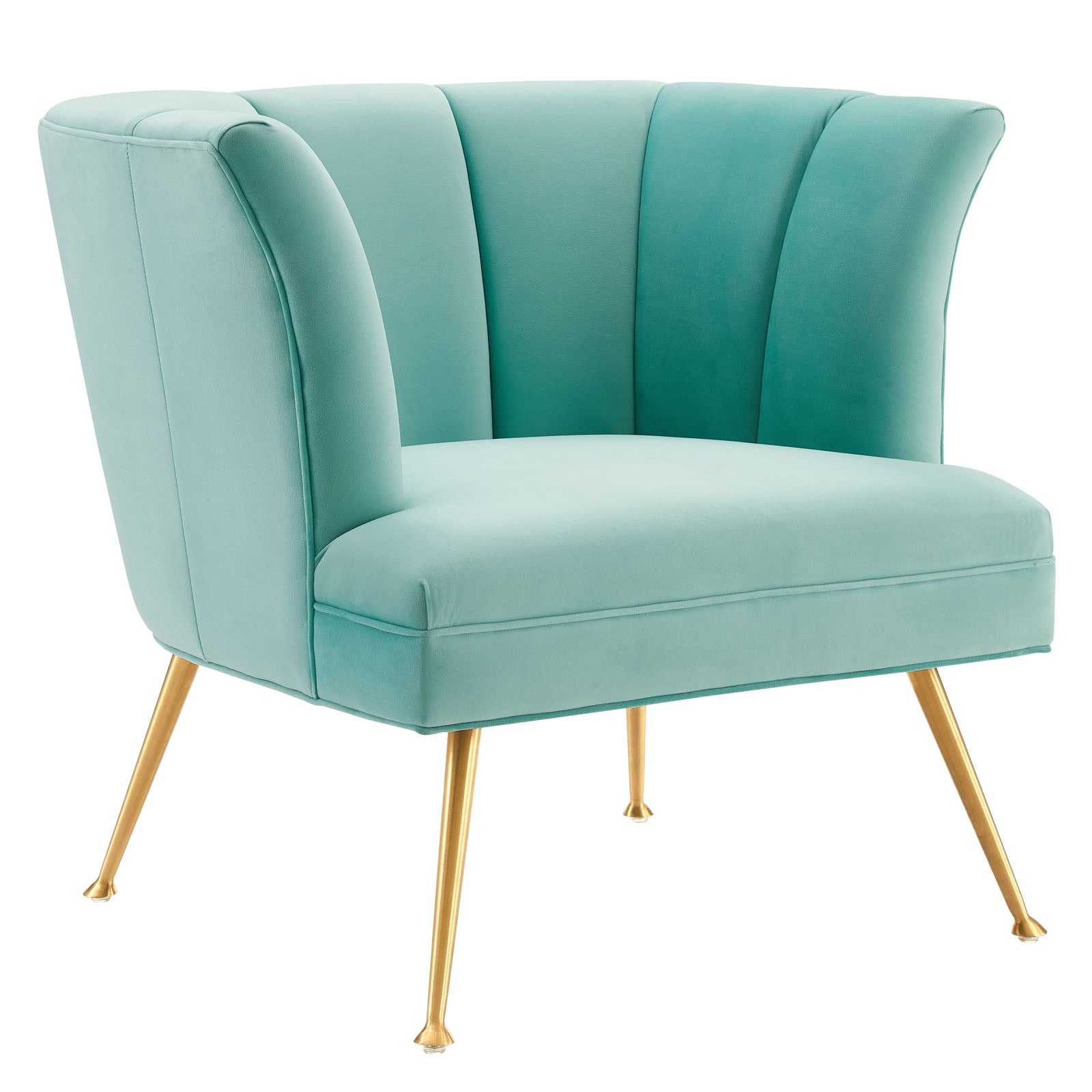 Modway Accent Chairs - Veronica-Channel-Tufted-Performance-Velvet-Armchair-Mint