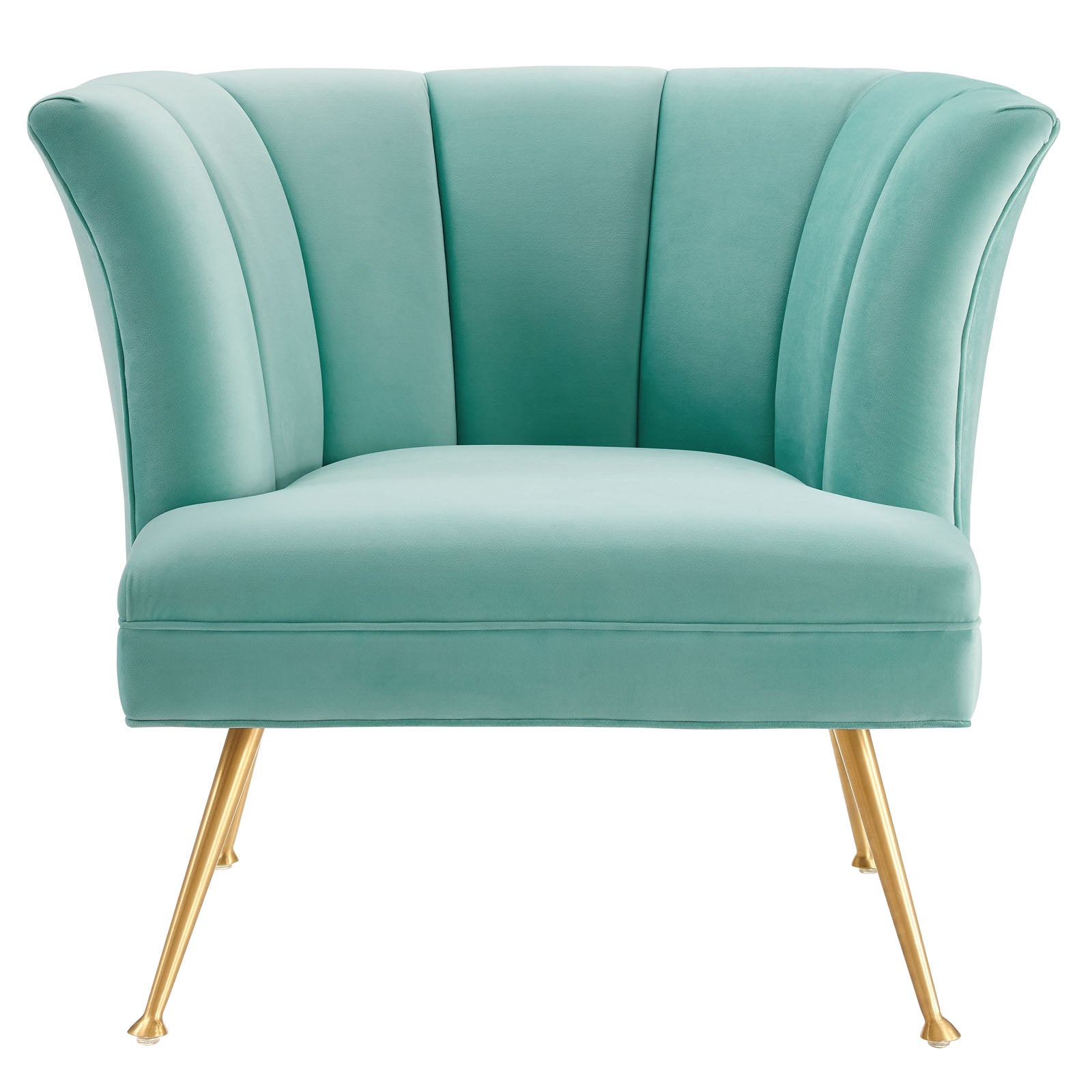 Modway Accent Chairs - Veronica-Channel-Tufted-Performance-Velvet-Armchair-Mint