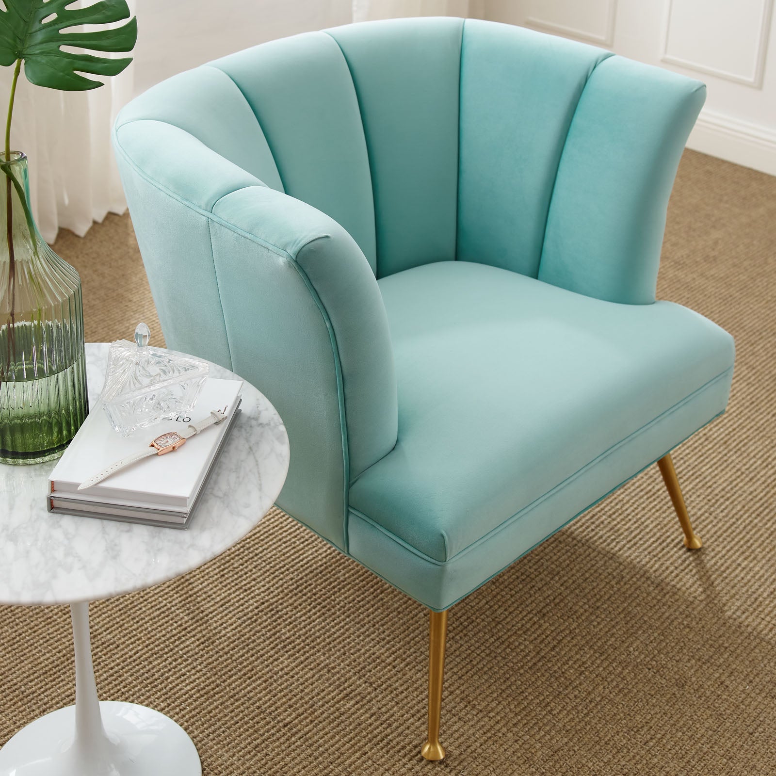 Veronica-Channel-Tufted-Performance-Velvet-Armchair-Mint