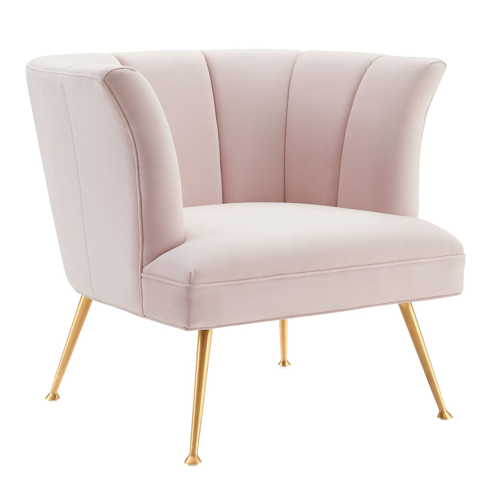 Modway Accent Chairs - Veronica-Channel-Tufted-Performance-Velvet-Armchair-Pink