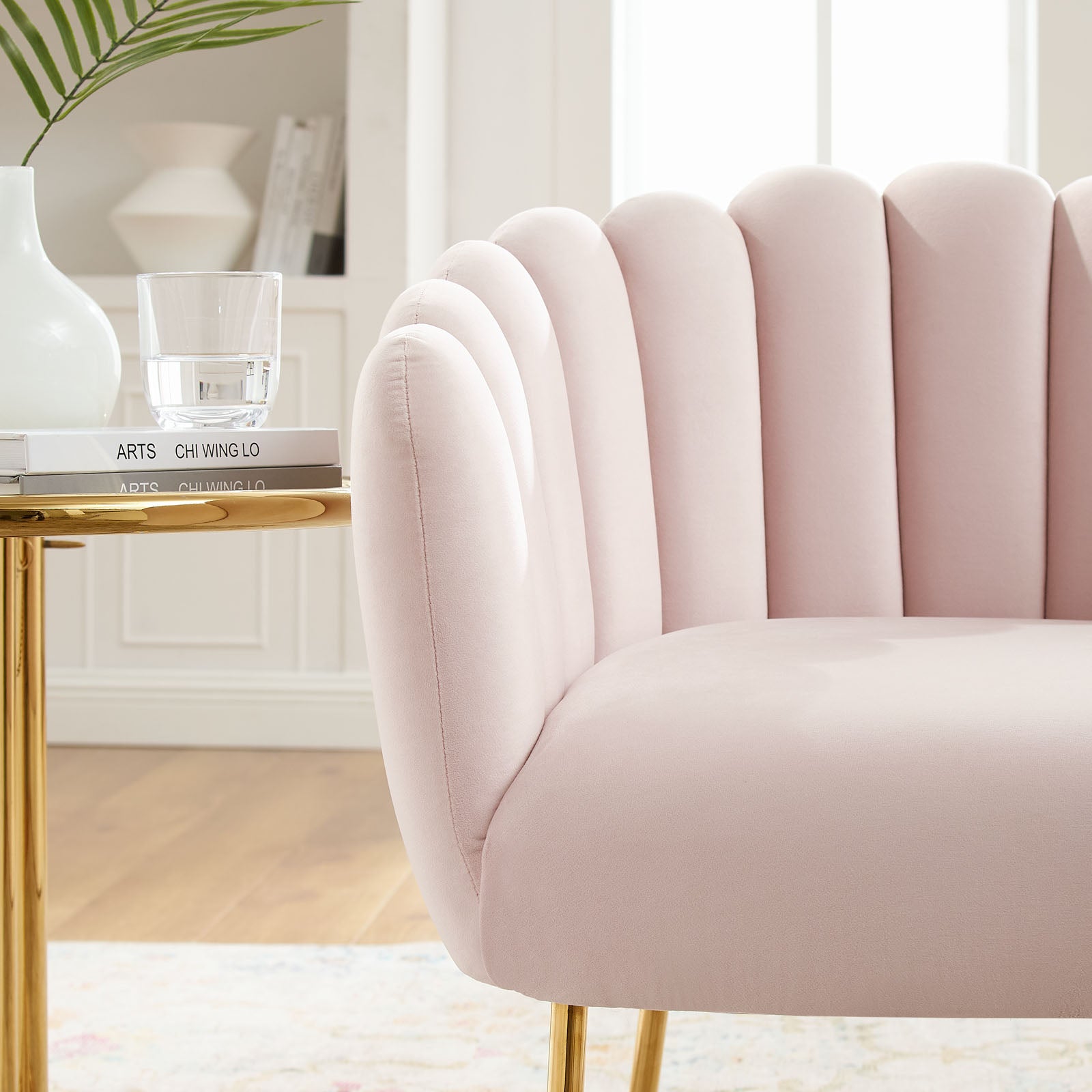 Modway Accent Chairs - Sanna-Channel-Tufted-Performance-Velvet-Armchair-Pink