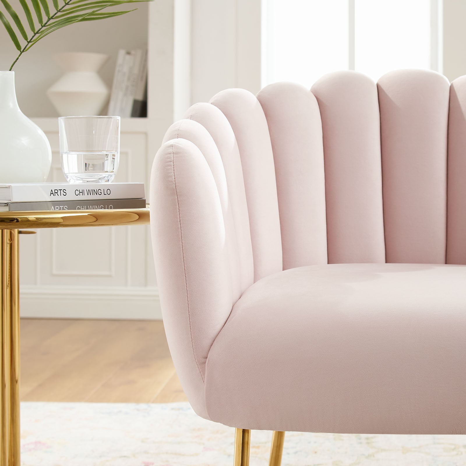 Modway Accent Chairs - Sanna-Channel-Tufted-Performance-Velvet-Armchair-Pink