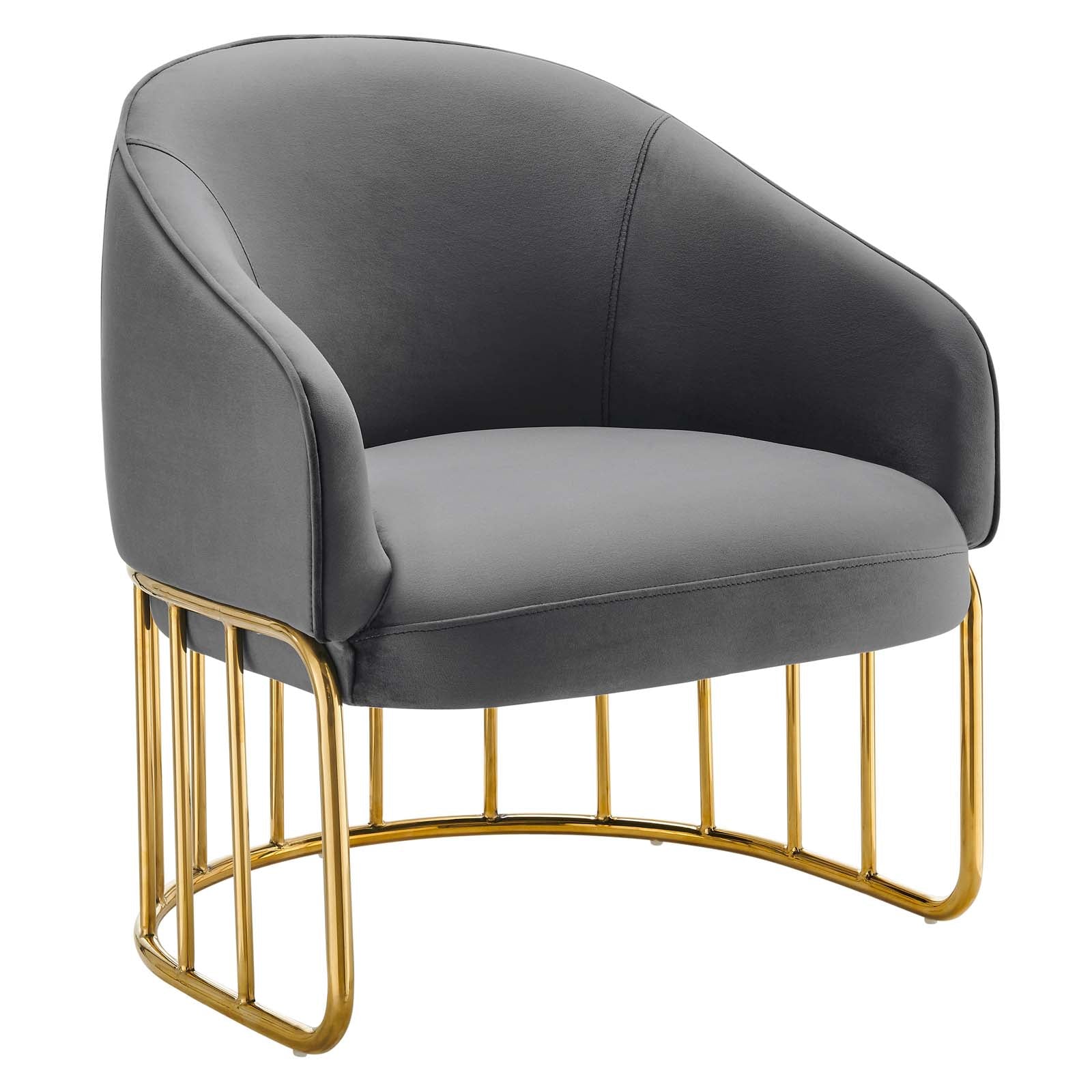 Modway Accent Chairs - Legacy Performance Velvet Armchair Gray